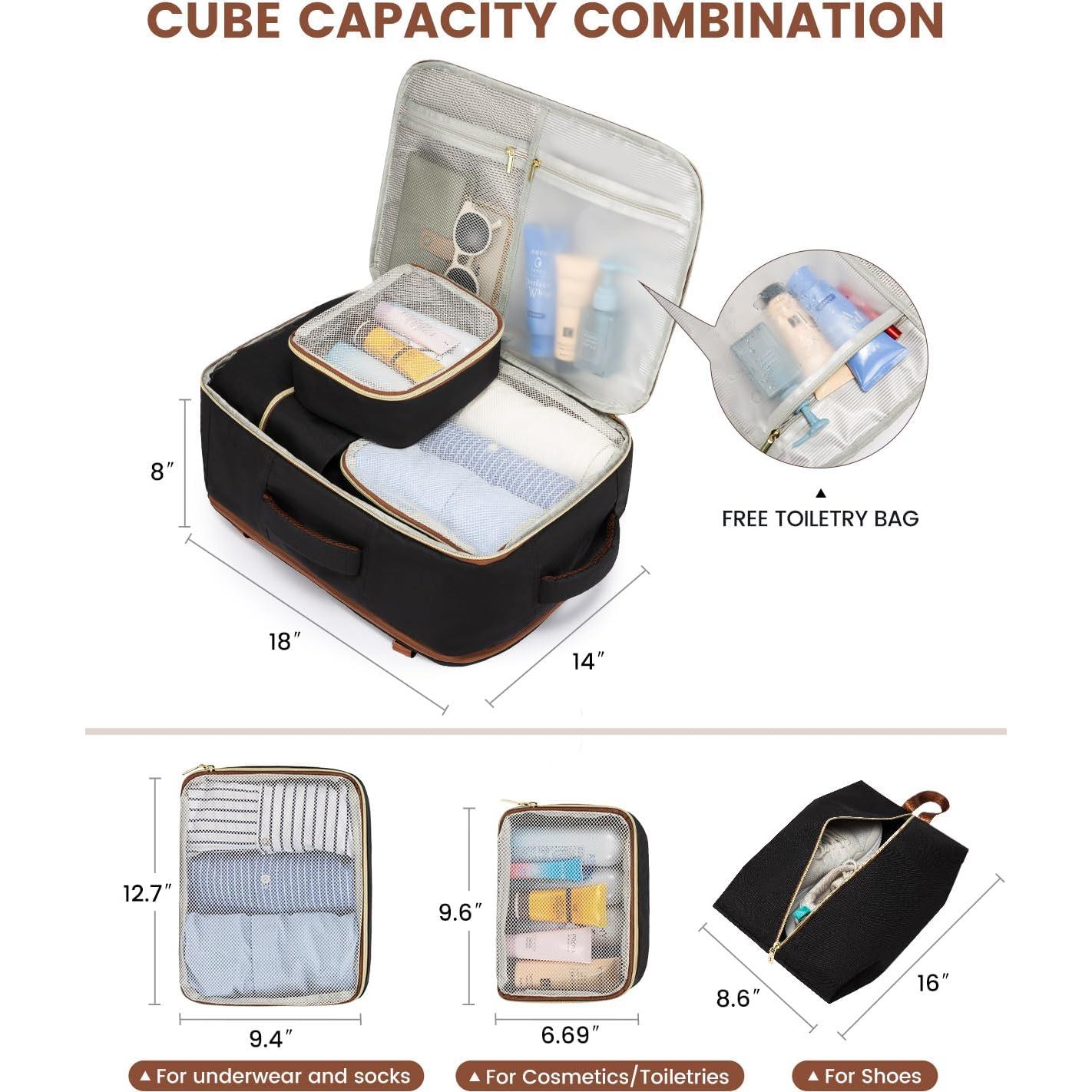 Mochila de Viaje LOVEVOOK 40L para Mujeres con Cubos de Empaque