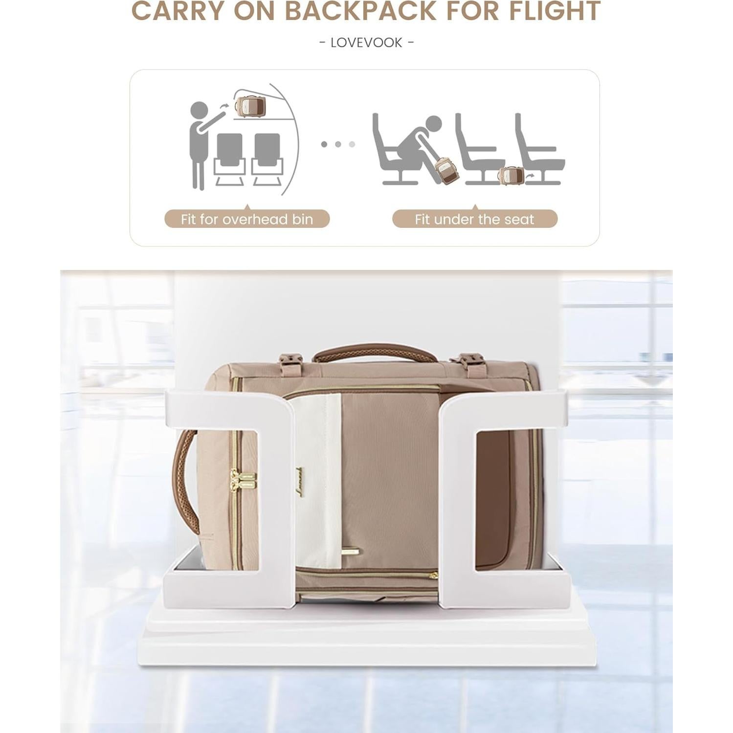 Mochila de Viaje LOVEVOOK 40L para Mujeres con Cubos de Empaque