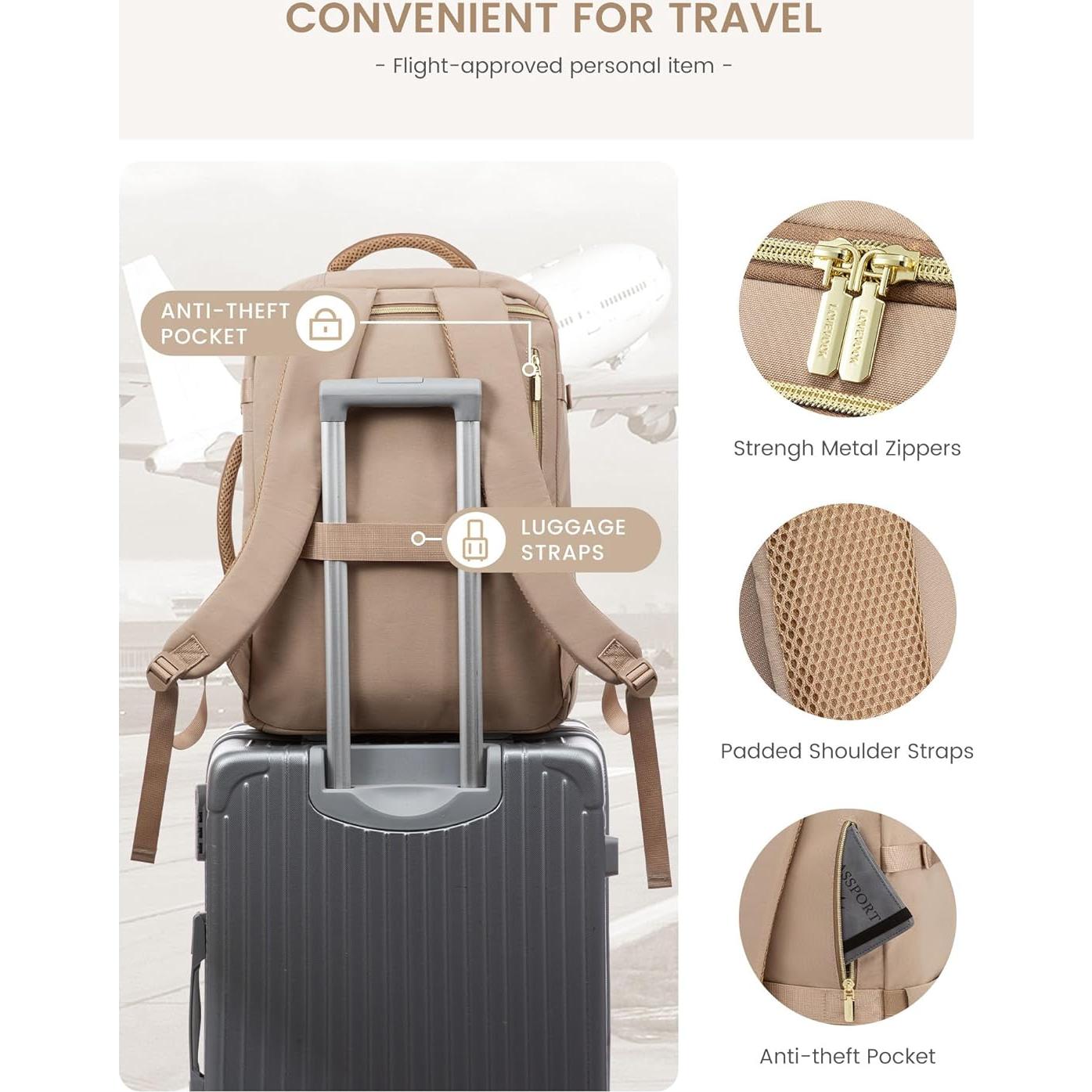 Mochila de Viaje LOVEVOOK 40L para Mujeres con Cubos de Empaque