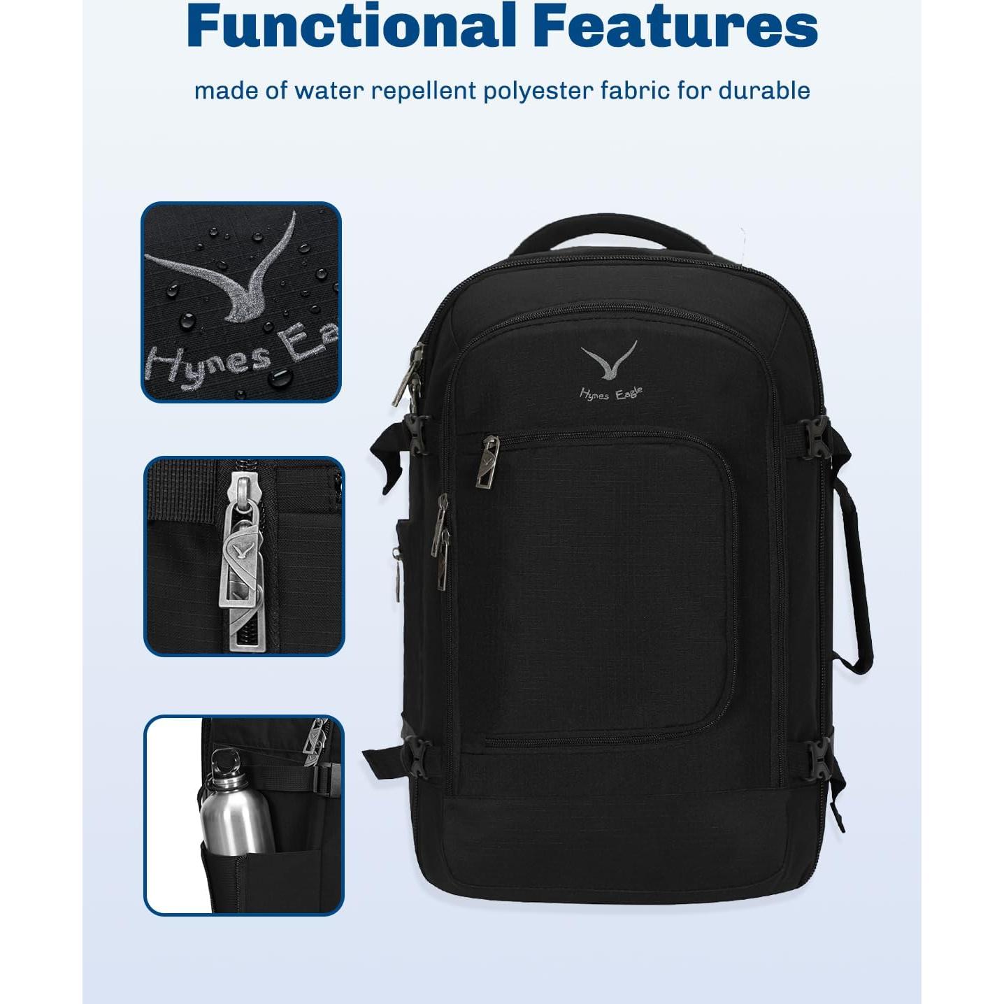 Mochila de Viaje Hynes Eagle 40L Aprobada para Vuelo Negra