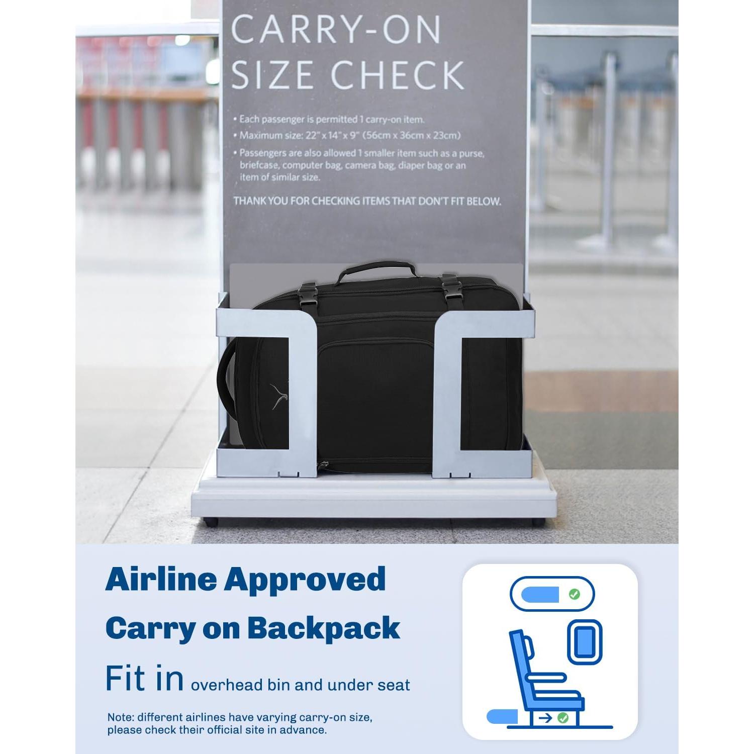 Mochila de Viaje Hynes Eagle 40L Aprobada para Vuelo Negra