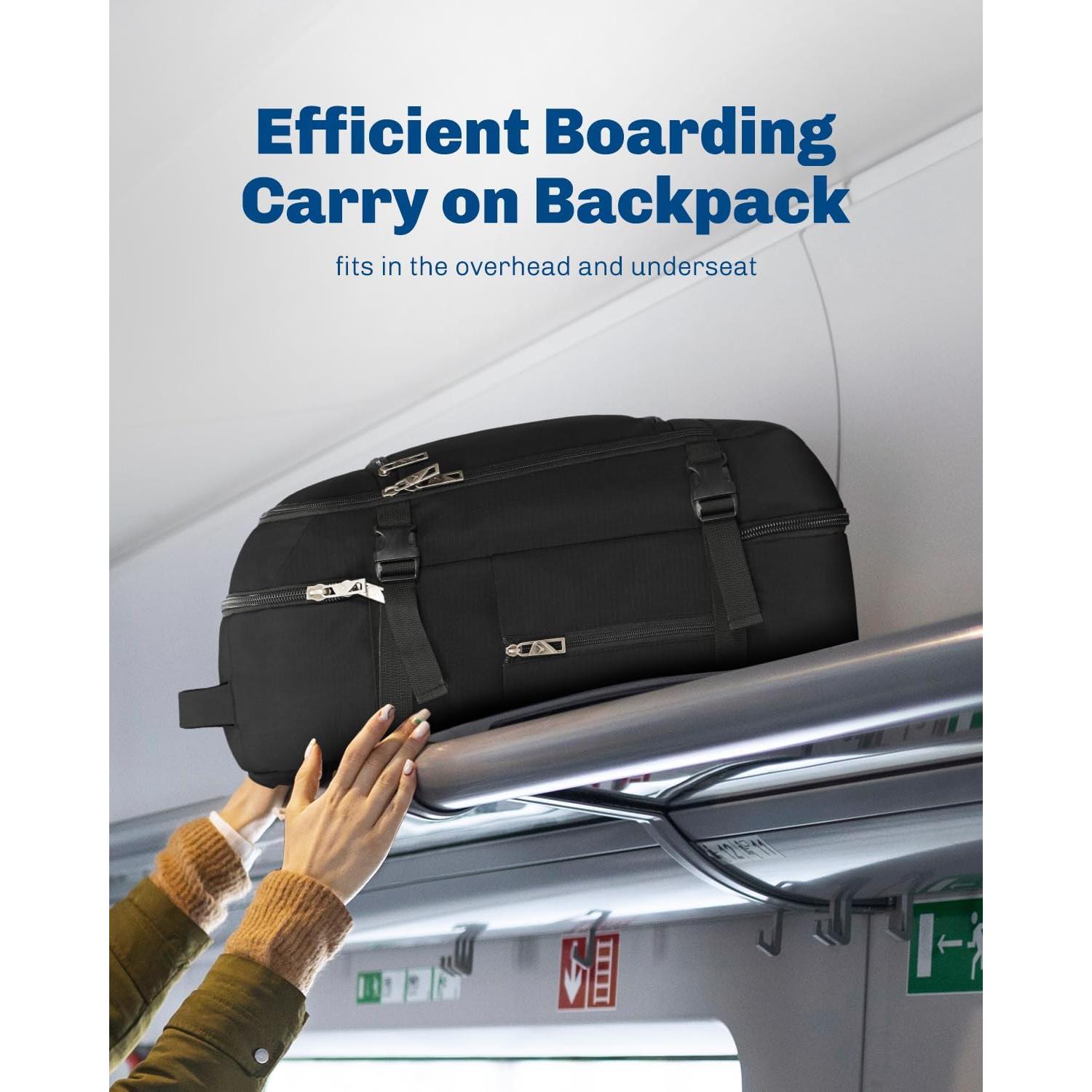 Mochila de Viaje Hynes Eagle 40L Aprobada para Vuelo Negra