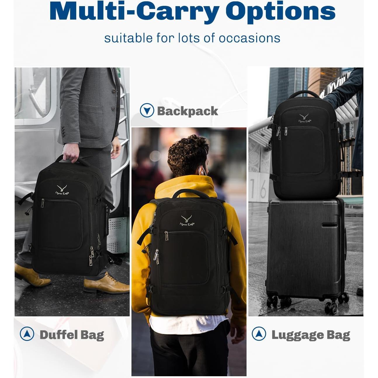 Mochila de Viaje Hynes Eagle 40L Aprobada para Vuelo Negra