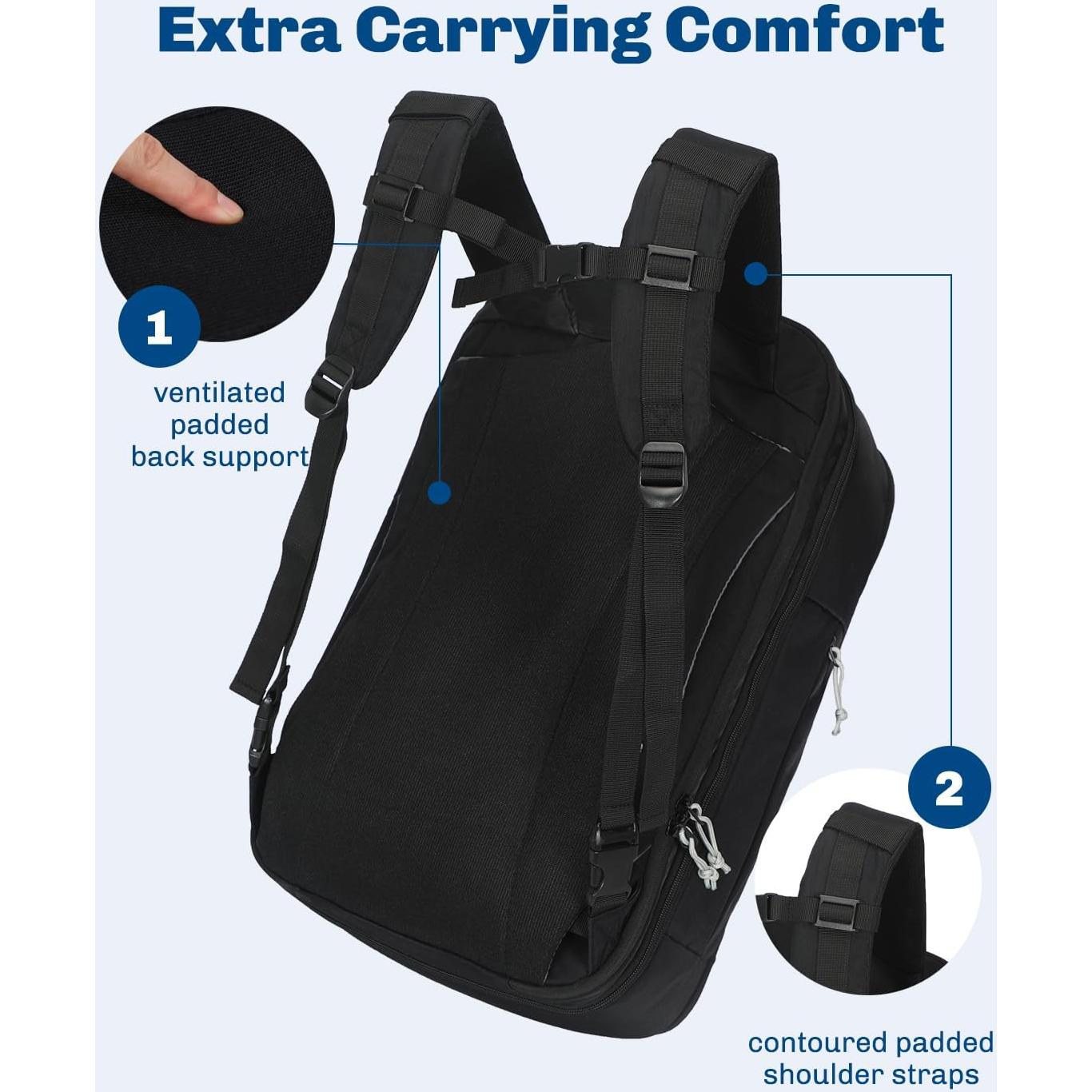 Mochila de viaje Hynes Eagle 40L para laptop 17" negra