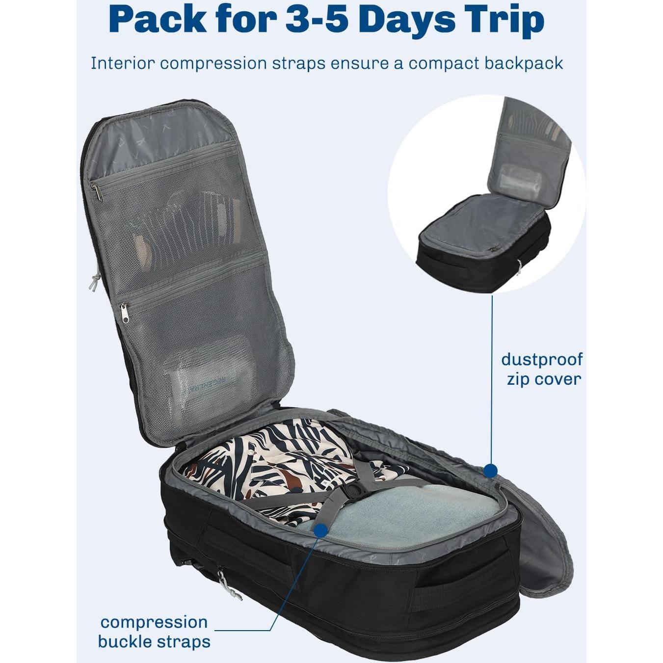 Mochila de viaje Hynes Eagle 40L para laptop 17" negra