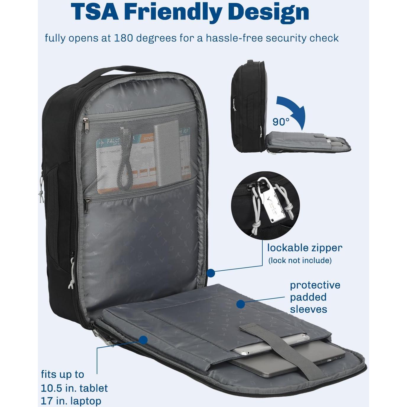 Mochila de viaje Hynes Eagle 40L para laptop 17" negra