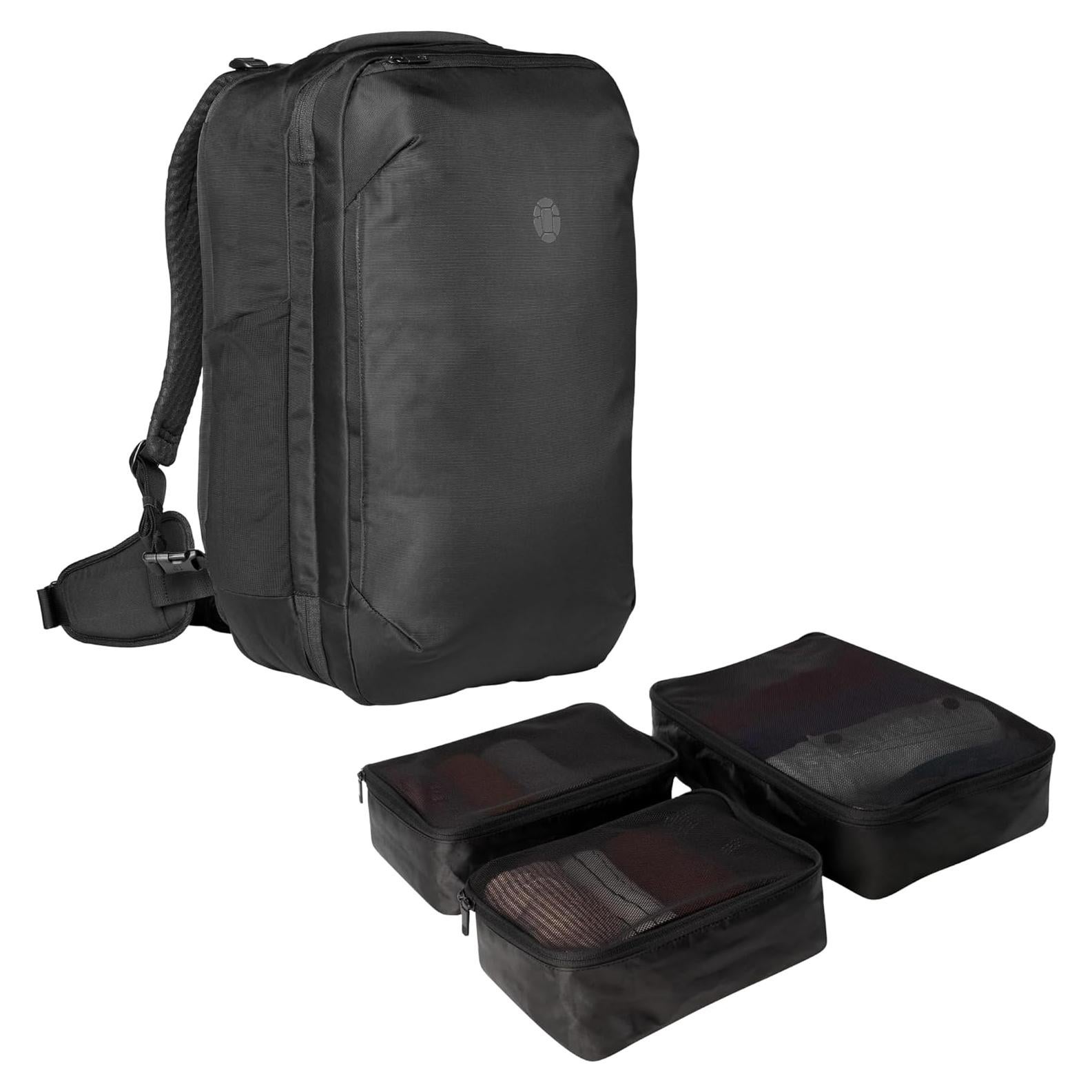 Mochila de Viaje Tortuga 40L Lite + 3 Cubos de Empaque Negro