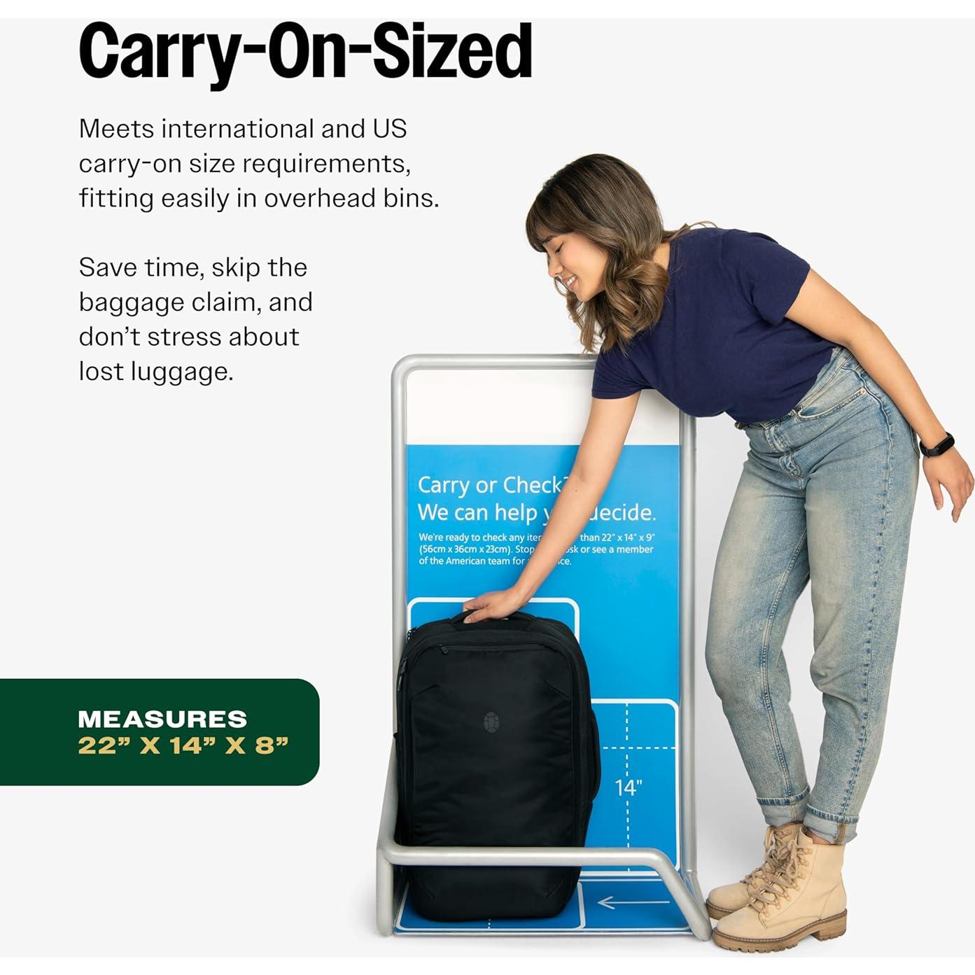 Mochila de Viaje Tortuga 40L Lite + 3 Cubos de Empaque Negro