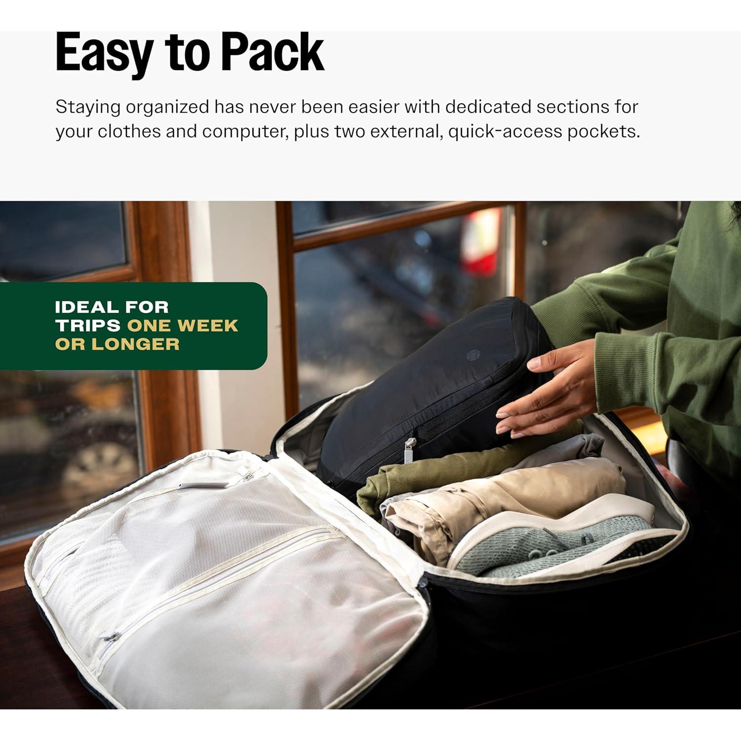 Mochila de Viaje Tortuga 40L Lite + 3 Cubos de Empaque Negro