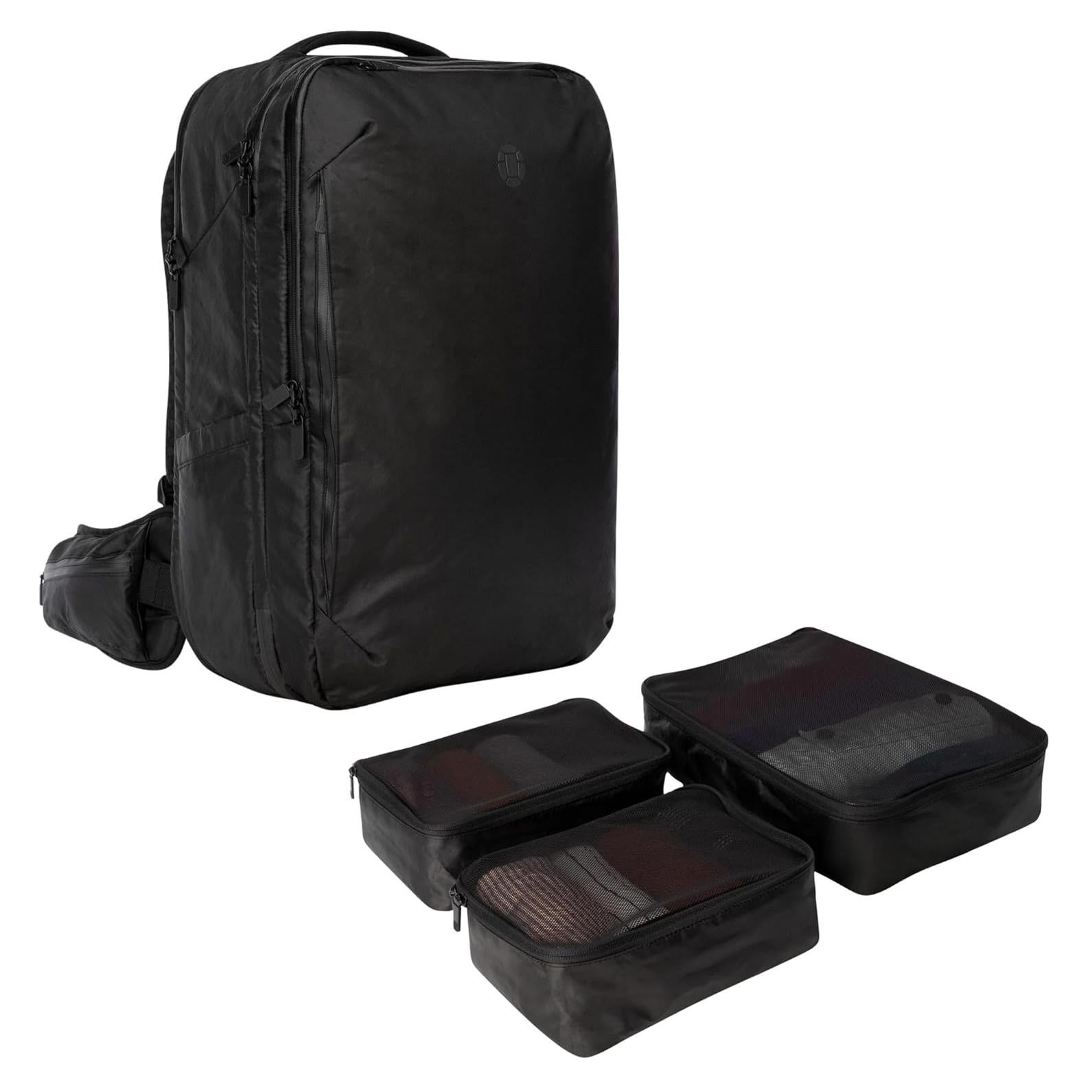 Mochila de Viaje Tortuga 40L Pro + 3 Cubos de Empaque, Negro