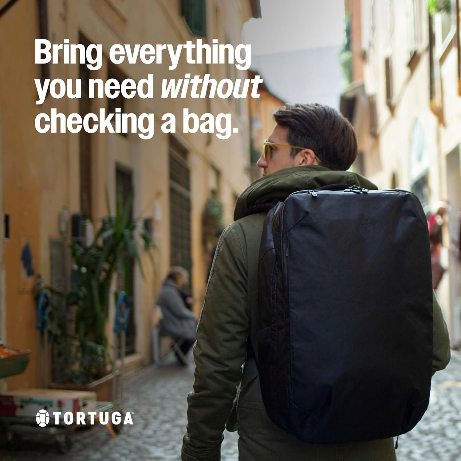 Mochila de Viaje Tortuga 40L Pro + 3 Cubos de Empaque, Negro