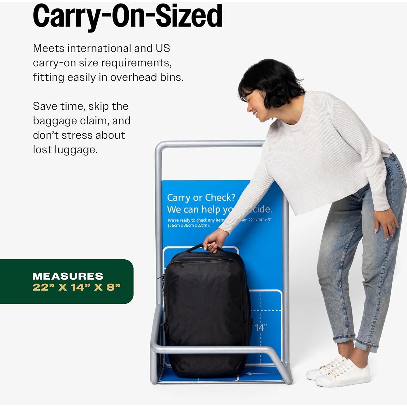 Mochila de Viaje Tortuga 40L Pro + 3 Cubos de Empaque, Negro