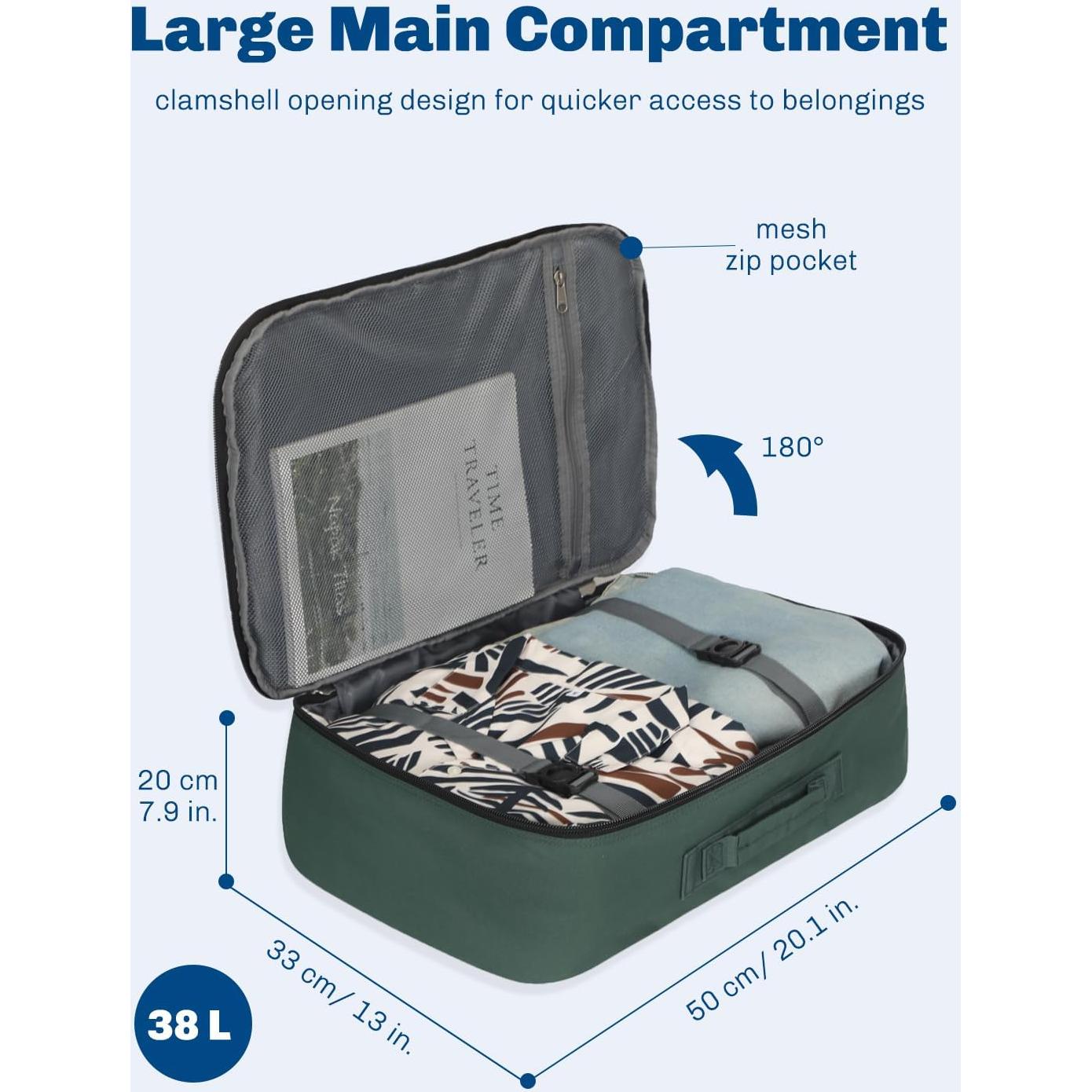 Mochila de Mano Hynes Eagle 38L Verde Oliver Aprobada para Vuelo