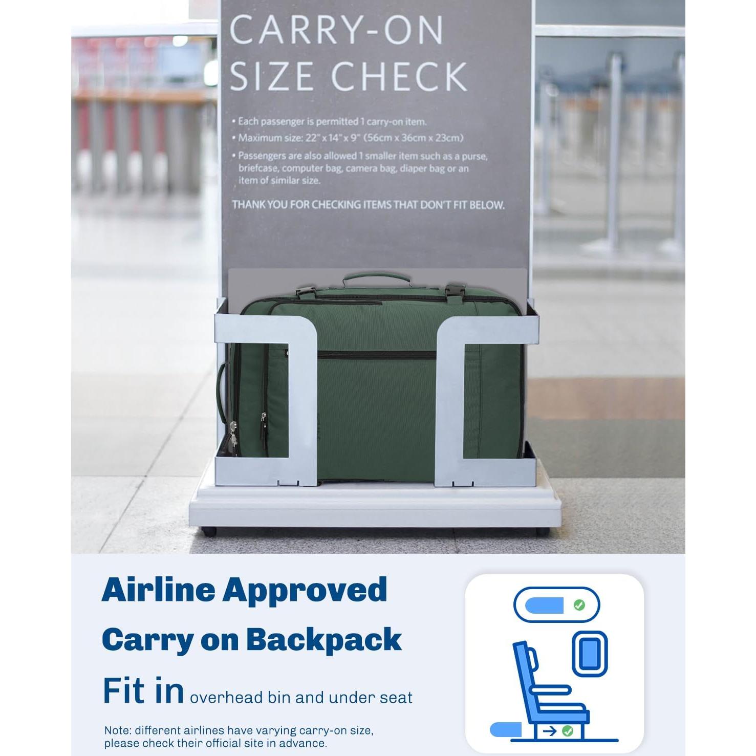 Mochila de Mano Hynes Eagle 38L Verde Oliver Aprobada para Vuelo