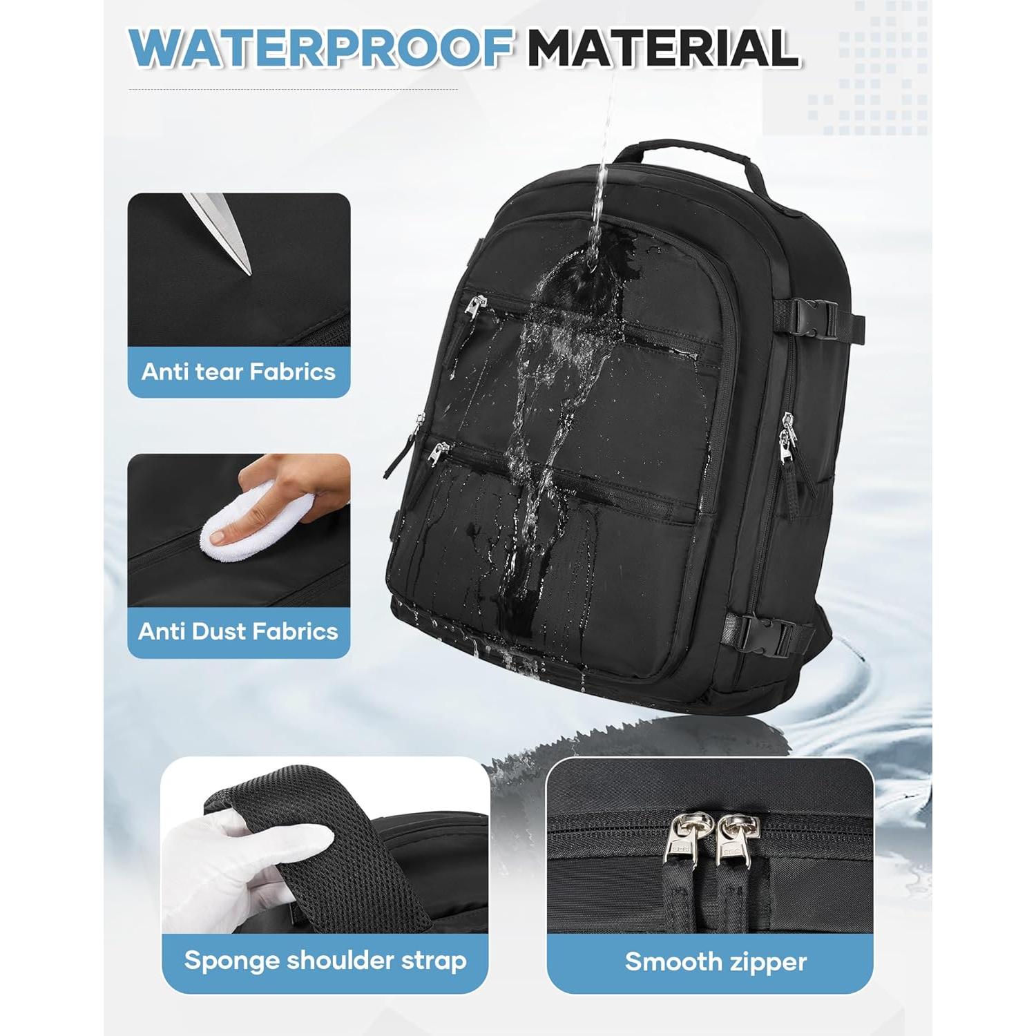 Mochila de Viaje con Vacío y Bomba, 45x35x20 cm, Negra