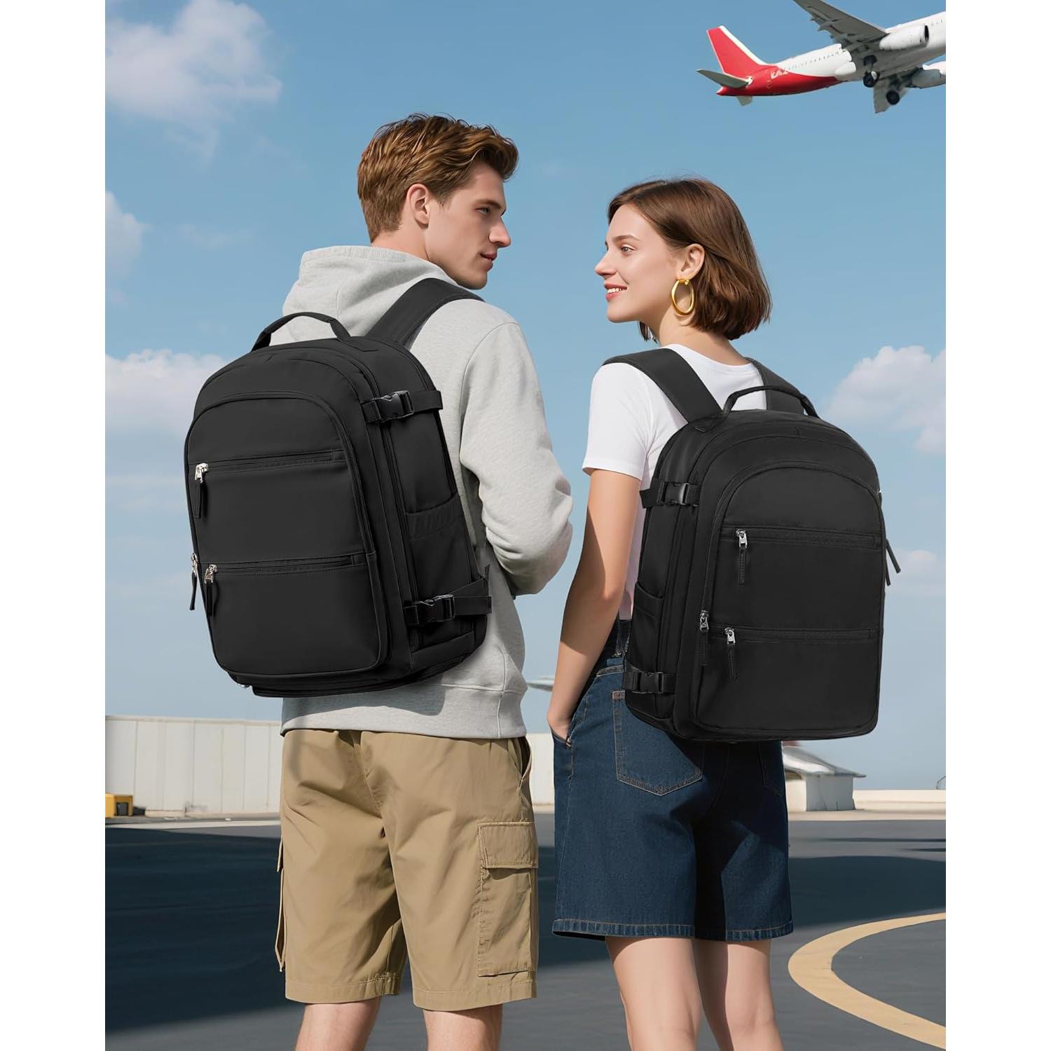 Mochila de Viaje con Vacío y Bomba, 45x35x20 cm, Negra