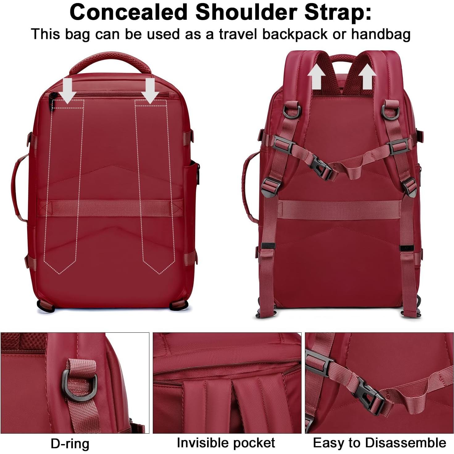 Mochila de Viaje Asenlin 40L Unisex para Laptop 17" Roja