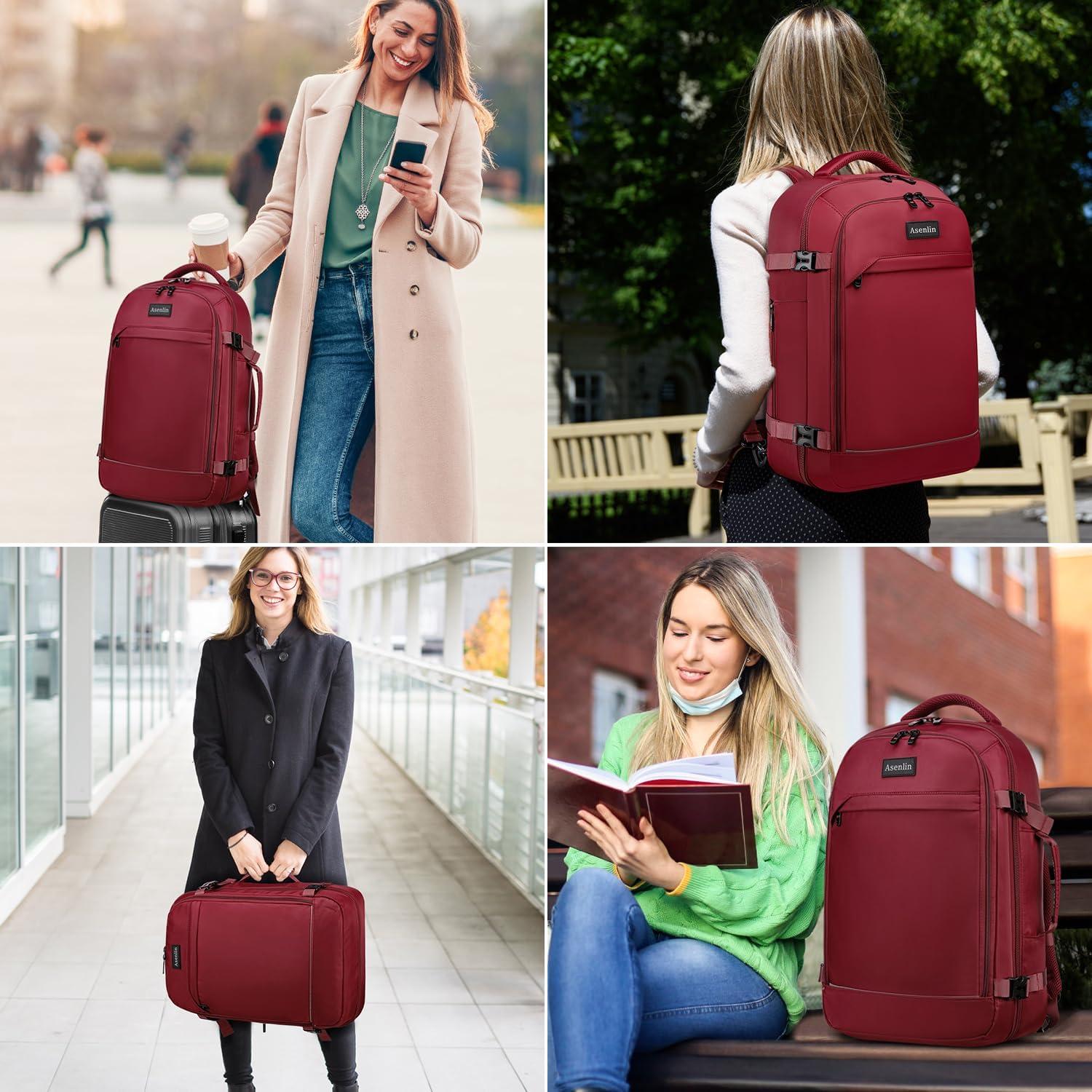 Mochila de Viaje Asenlin 40L Unisex para Laptop 17" Roja