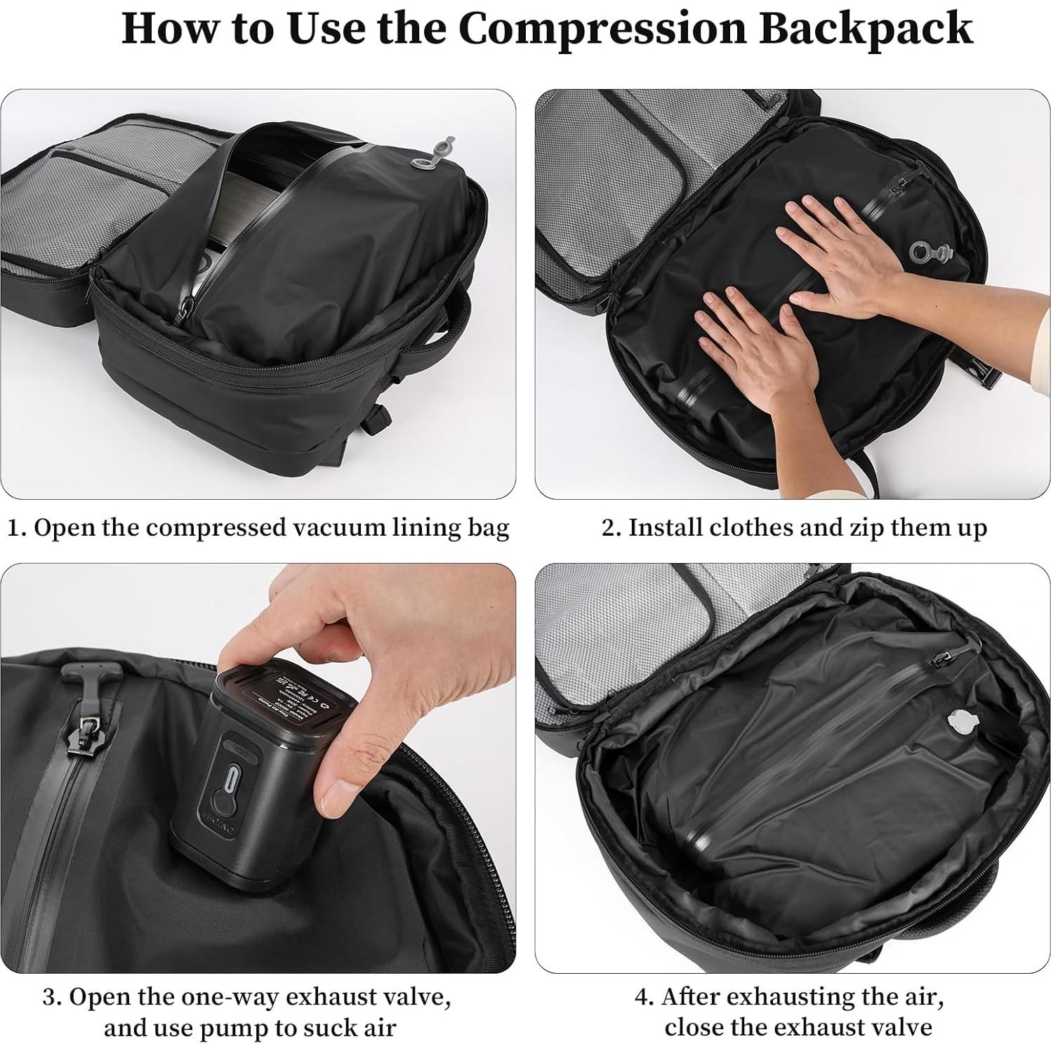 Mochila de Compresión al Vacío TLANGP 60L Impermeable Negra