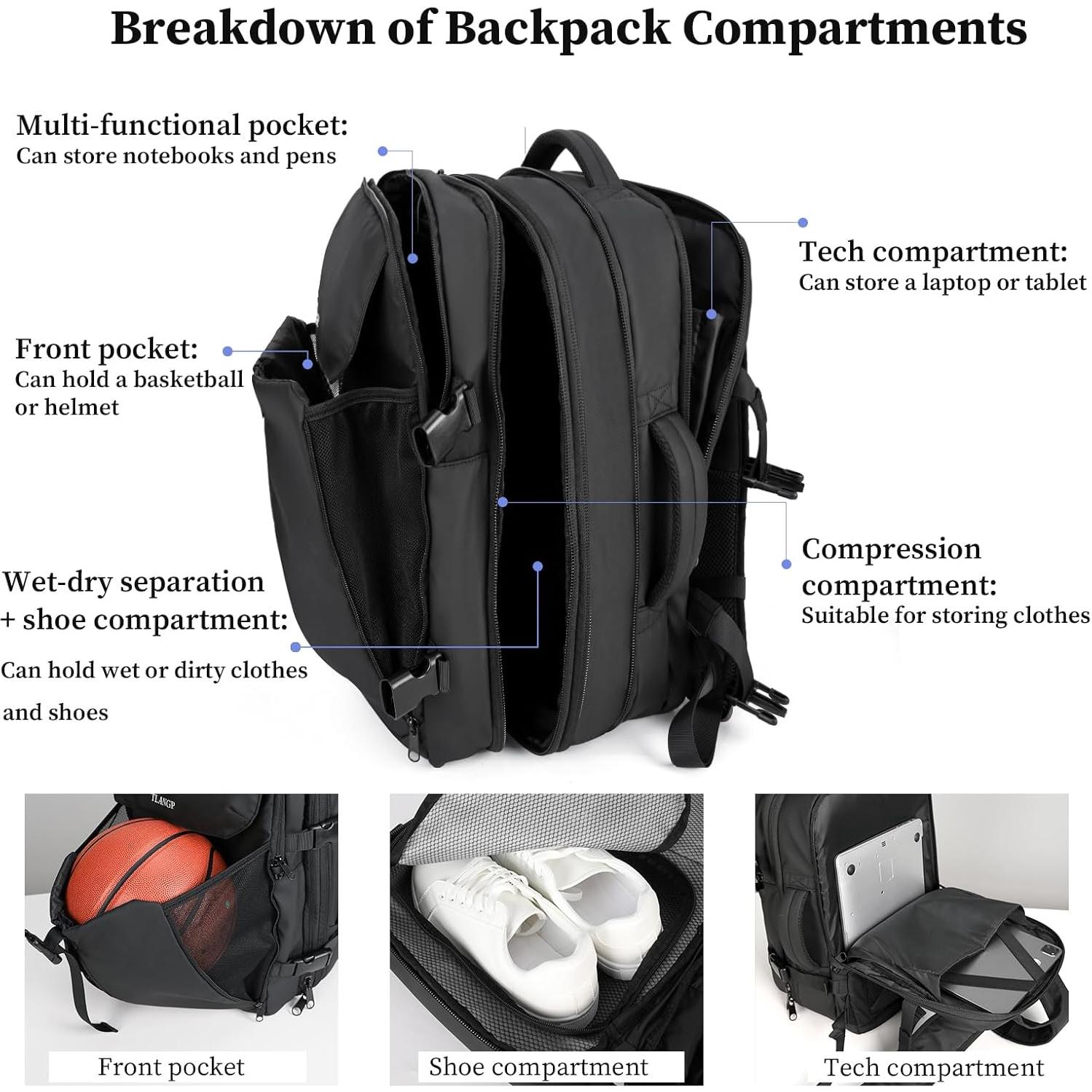 Mochila de Compresión al Vacío TLANGP 60L Impermeable Negra