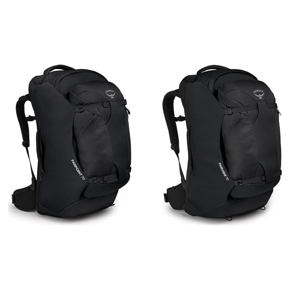 Mochilas de viaje Osprey Farpoint y Fairview 70L negras