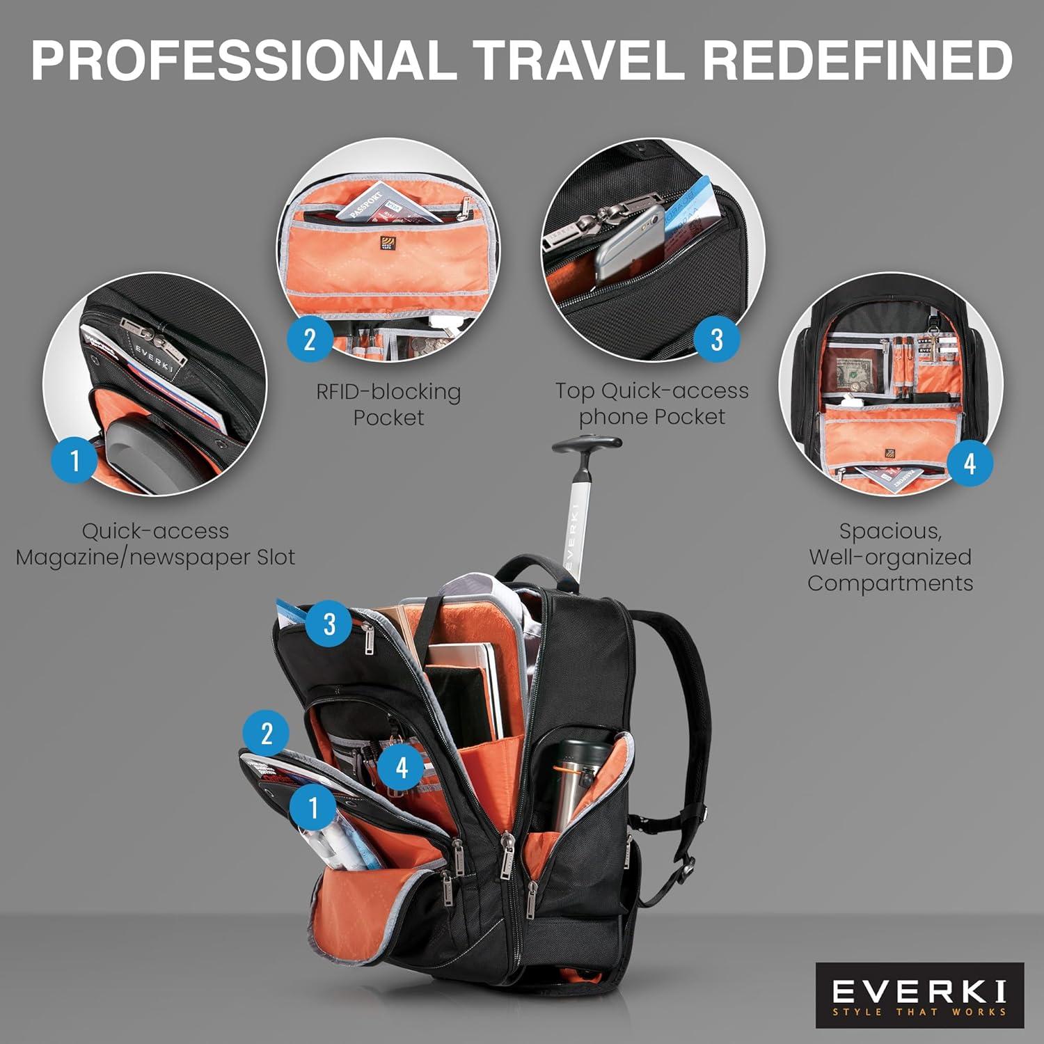 Mochila Rodante EVERKI Atlas 30L para Laptop 13-17.3" Negra