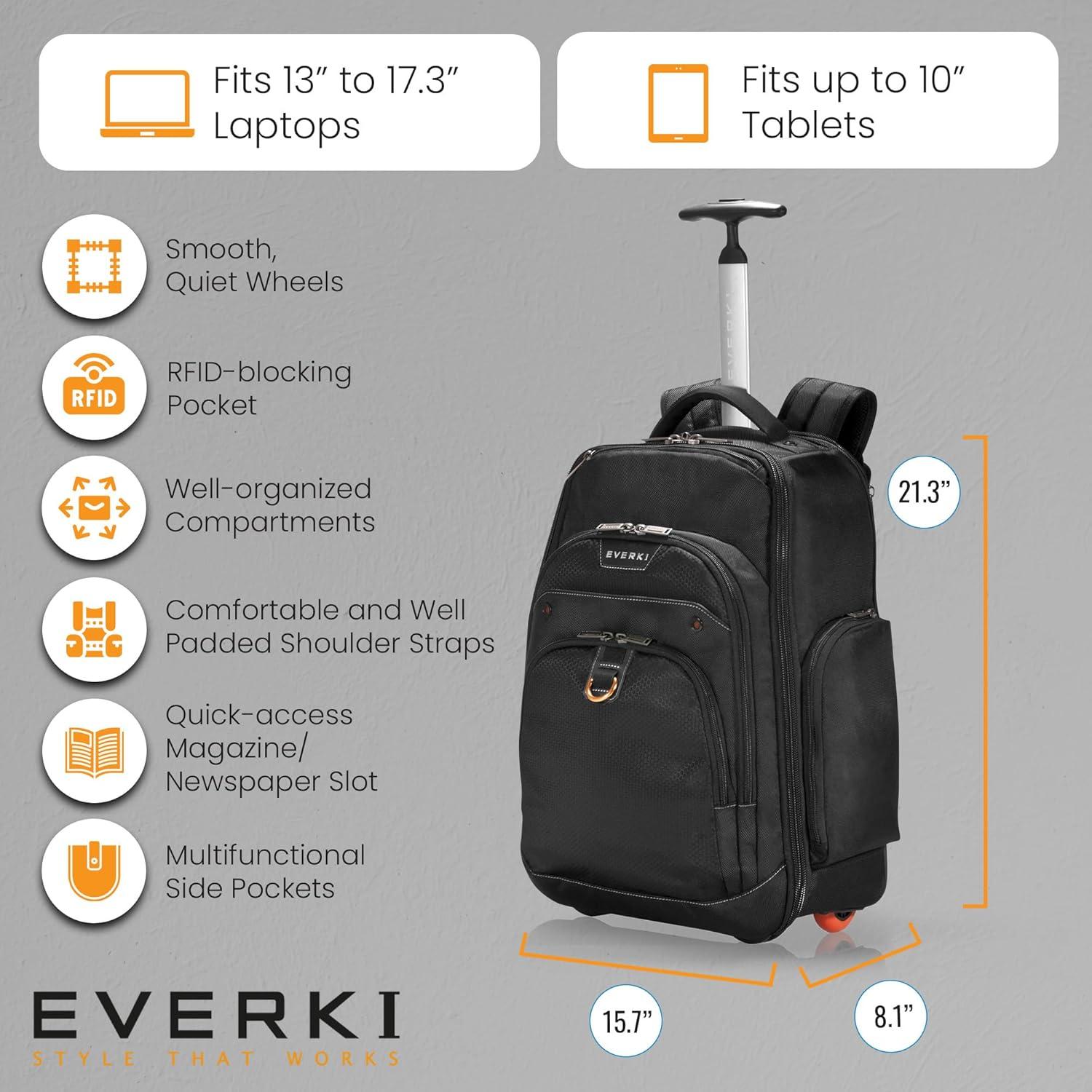 Mochila Rodante EVERKI Atlas 30L para Laptop 13-17.3" Negra