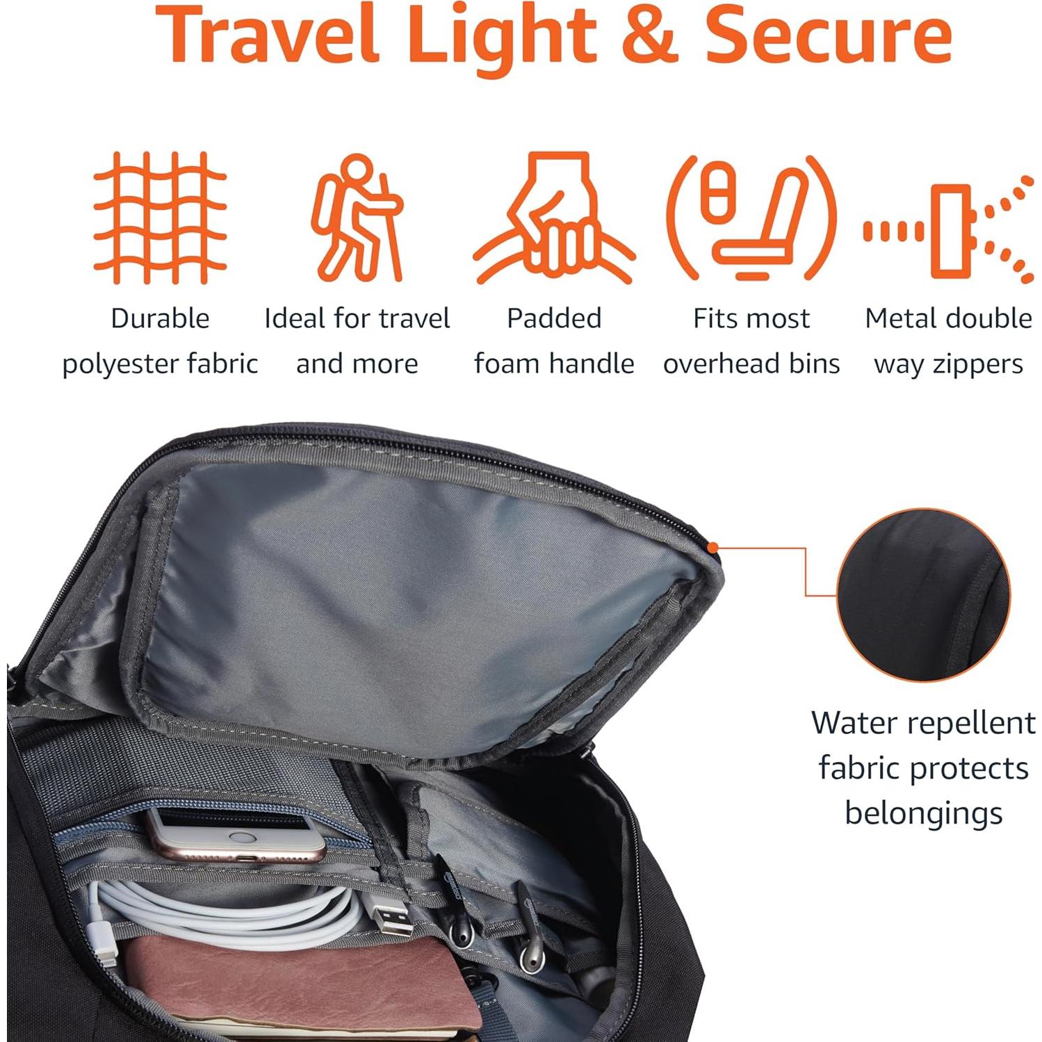 Mochila de Viaje Amazon Basics para Laptop 39.62 cm Negra