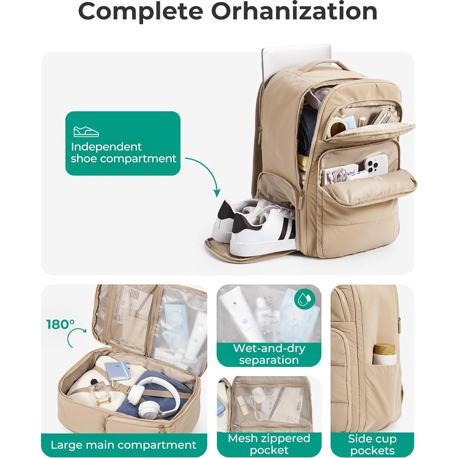 Mochila de Viaje 35L BAGSMART para Laptop 17.3" Resistente Agua