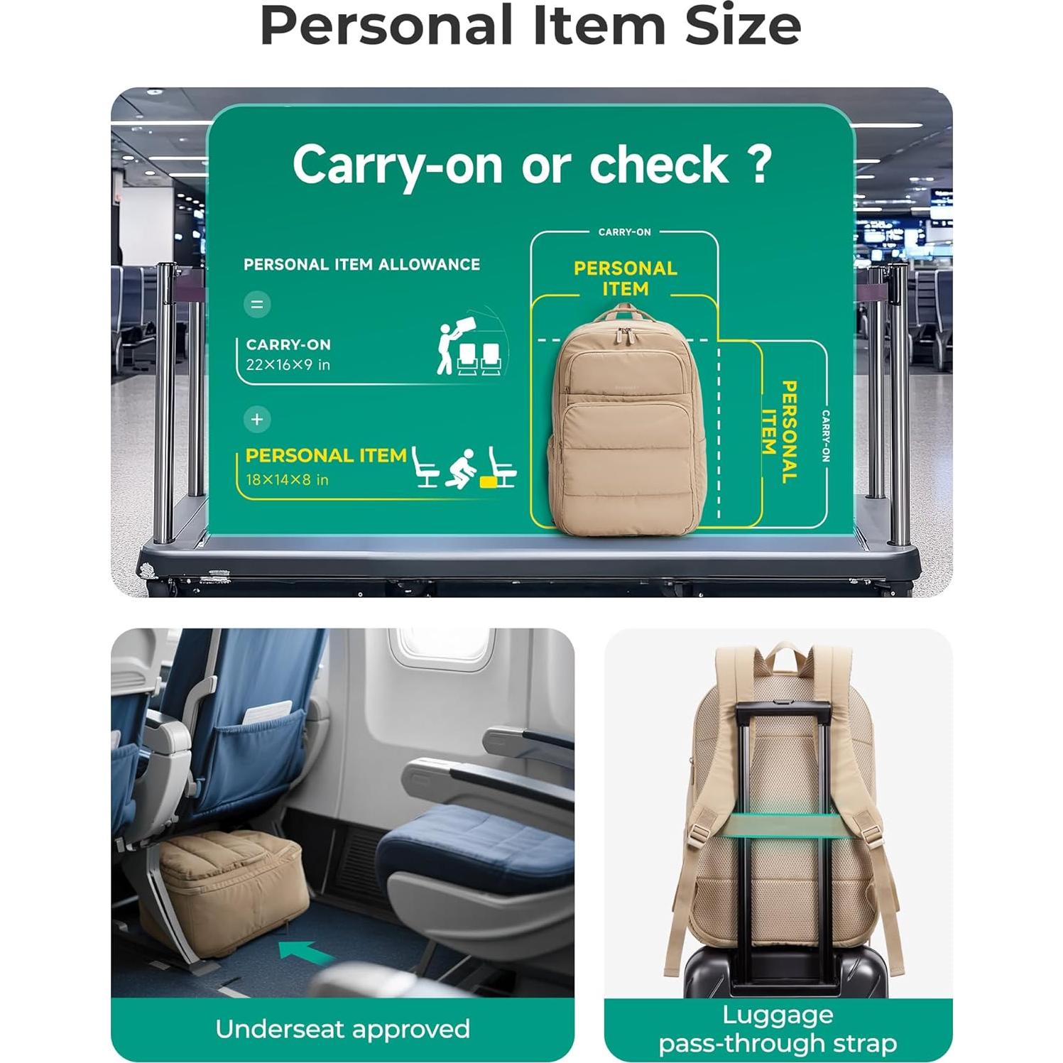 Mochila de Viaje 35L BAGSMART para Laptop 17.3" Resistente Agua