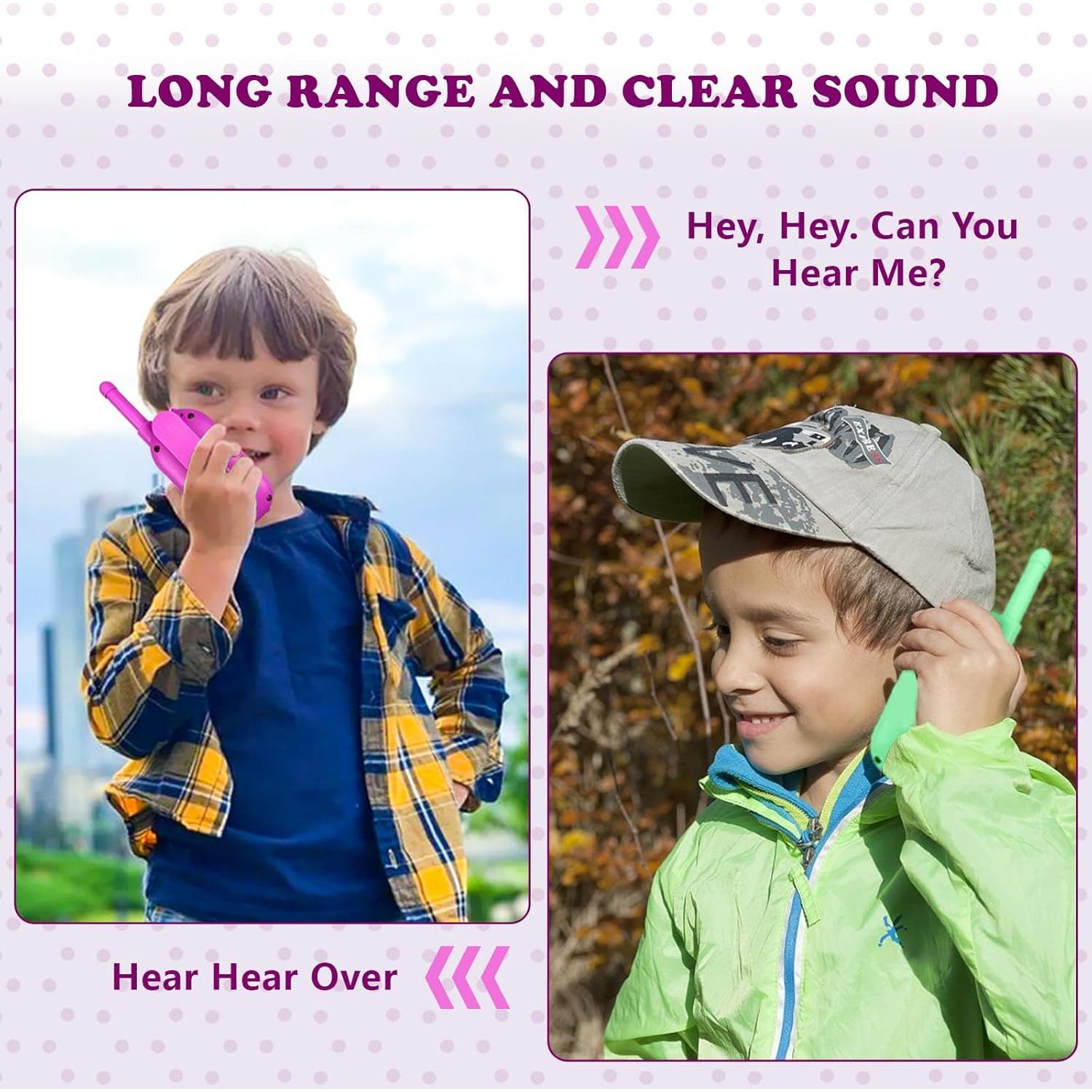 Walkie Talkies Recargables Wcfish para Niños 3Km Verde+Morado