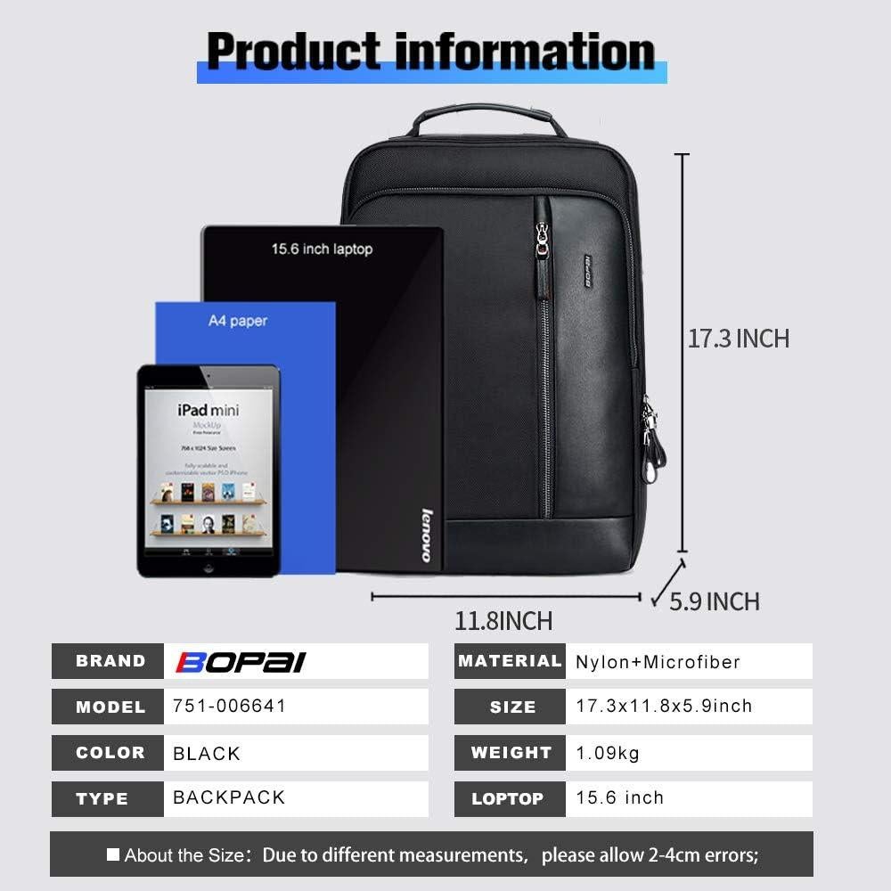 Mochila Expandible Antirrobo BOPAI 15.6" Negra Resistente al Agua