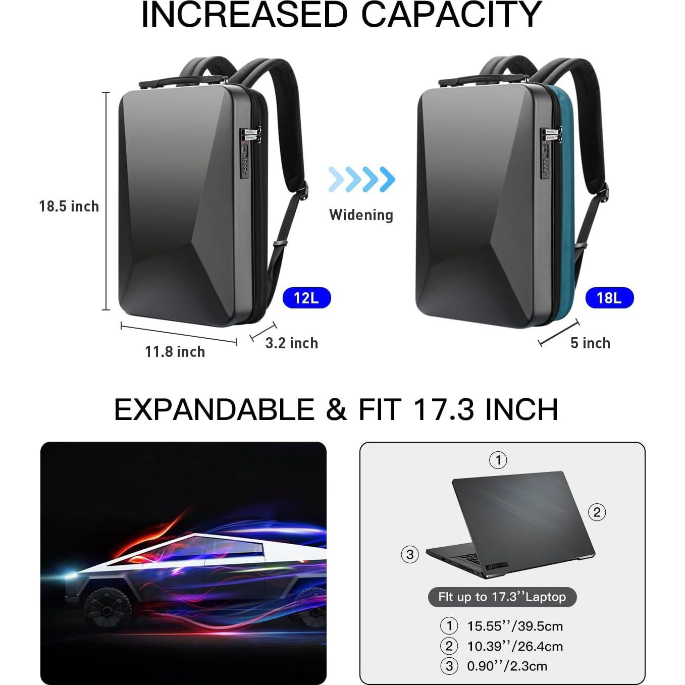 Mochila Antirrobo BOPai para Laptop 17.3" Negra USB
