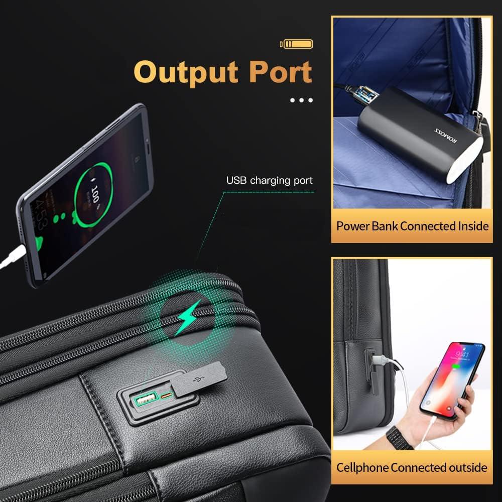 Mochila de Cuero Genuino BOPAI para Laptop 15.6" Antirrobo