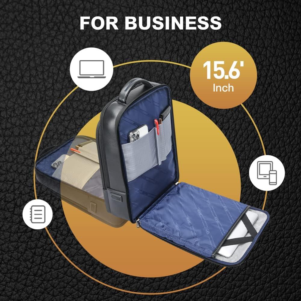 Mochila de Cuero Genuino BOPAI para Laptop 15.6" Antirrobo