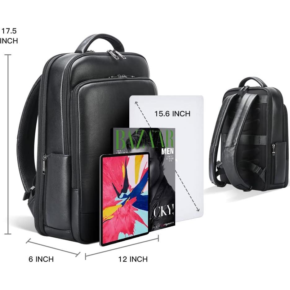 Mochila de Cuero Genuino BOPAI para Laptop 15.6" Antirrobo