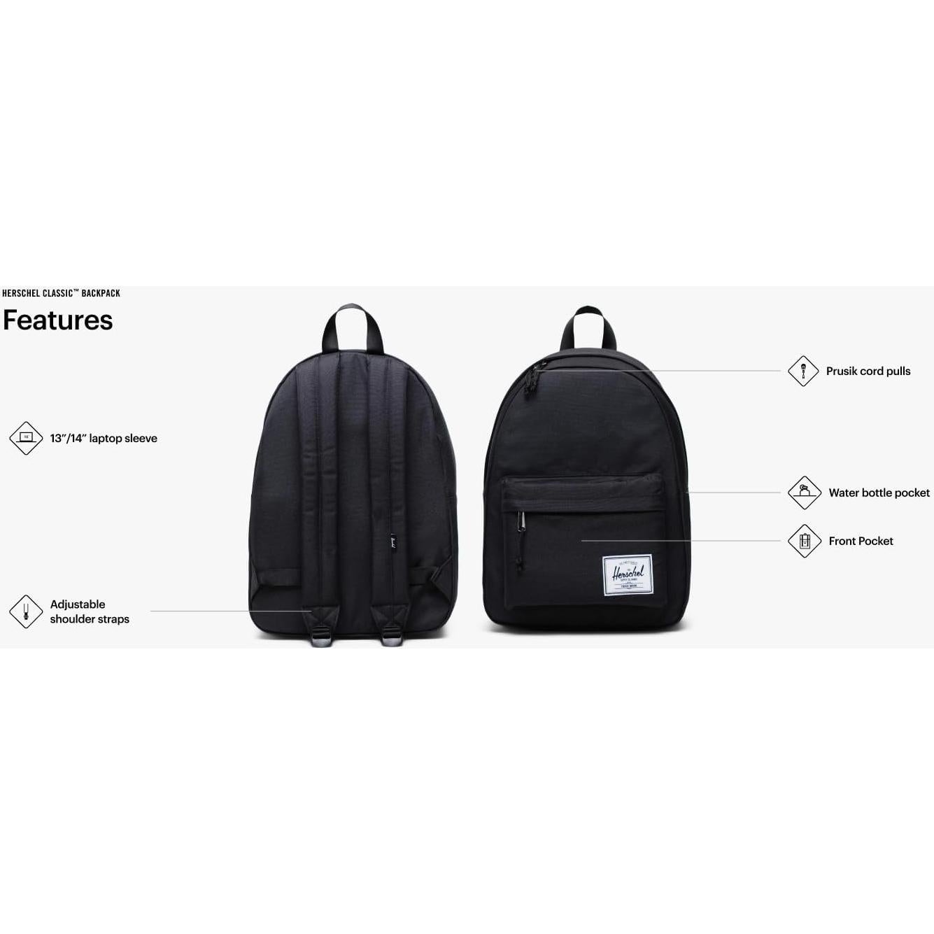 Mochila Clásica Unisex Herschel Supply Co. Negra 26L