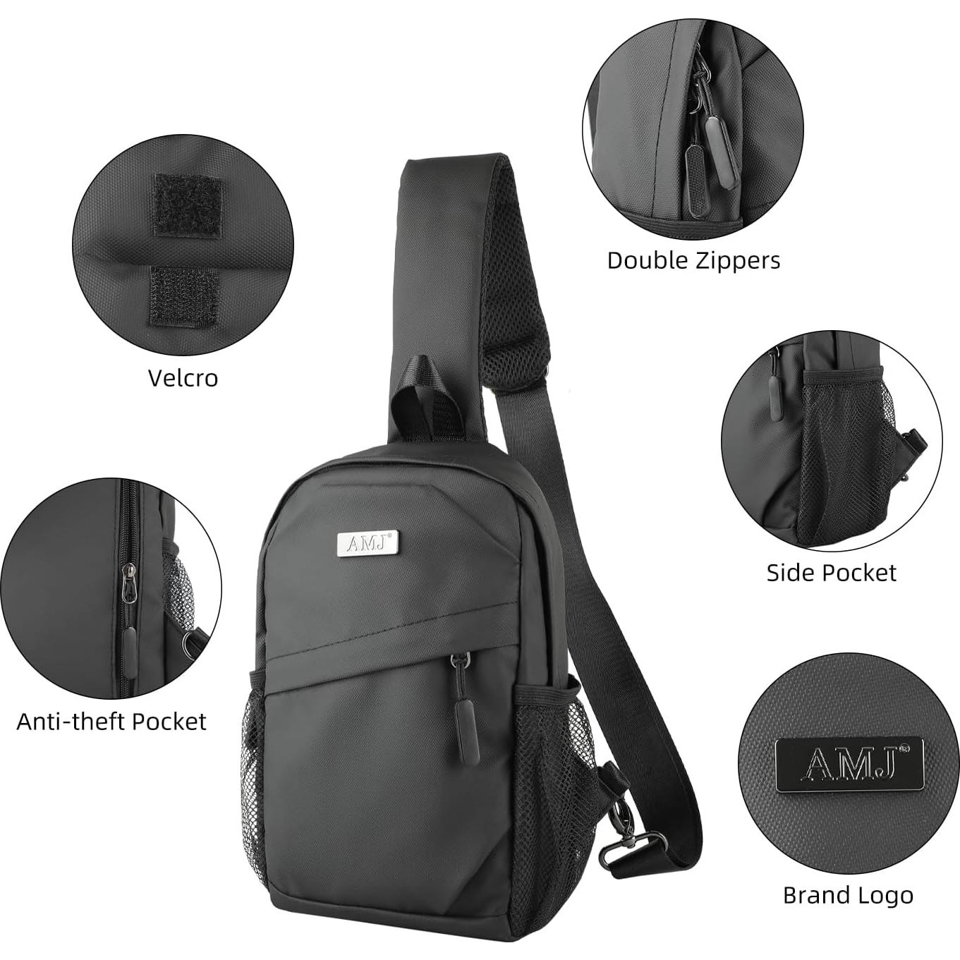 Bolso Cruzado Pequeño AMJ Negro para Hombre y Mujer