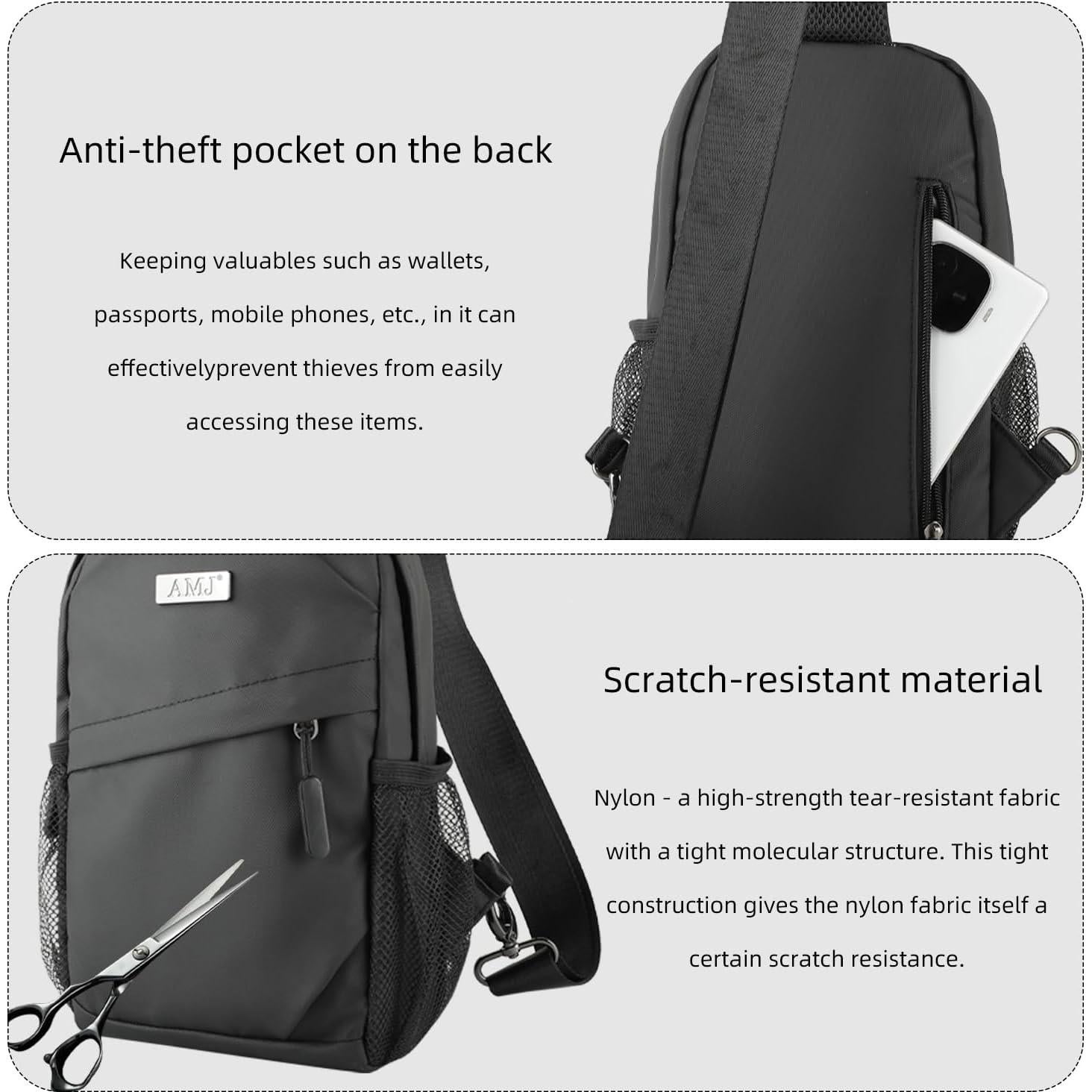 Bolso Cruzado Pequeño AMJ Negro para Hombre y Mujer