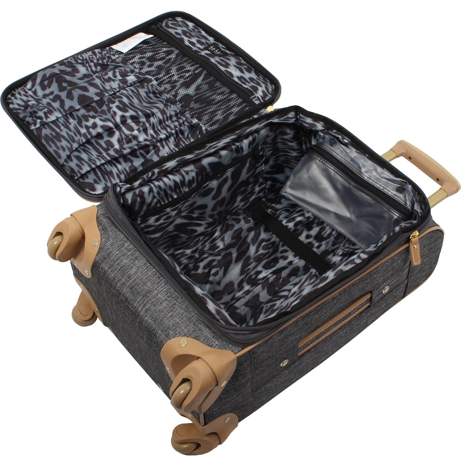 Maleta Expandible Nicole Miller 20" Suave y Ligera Plata