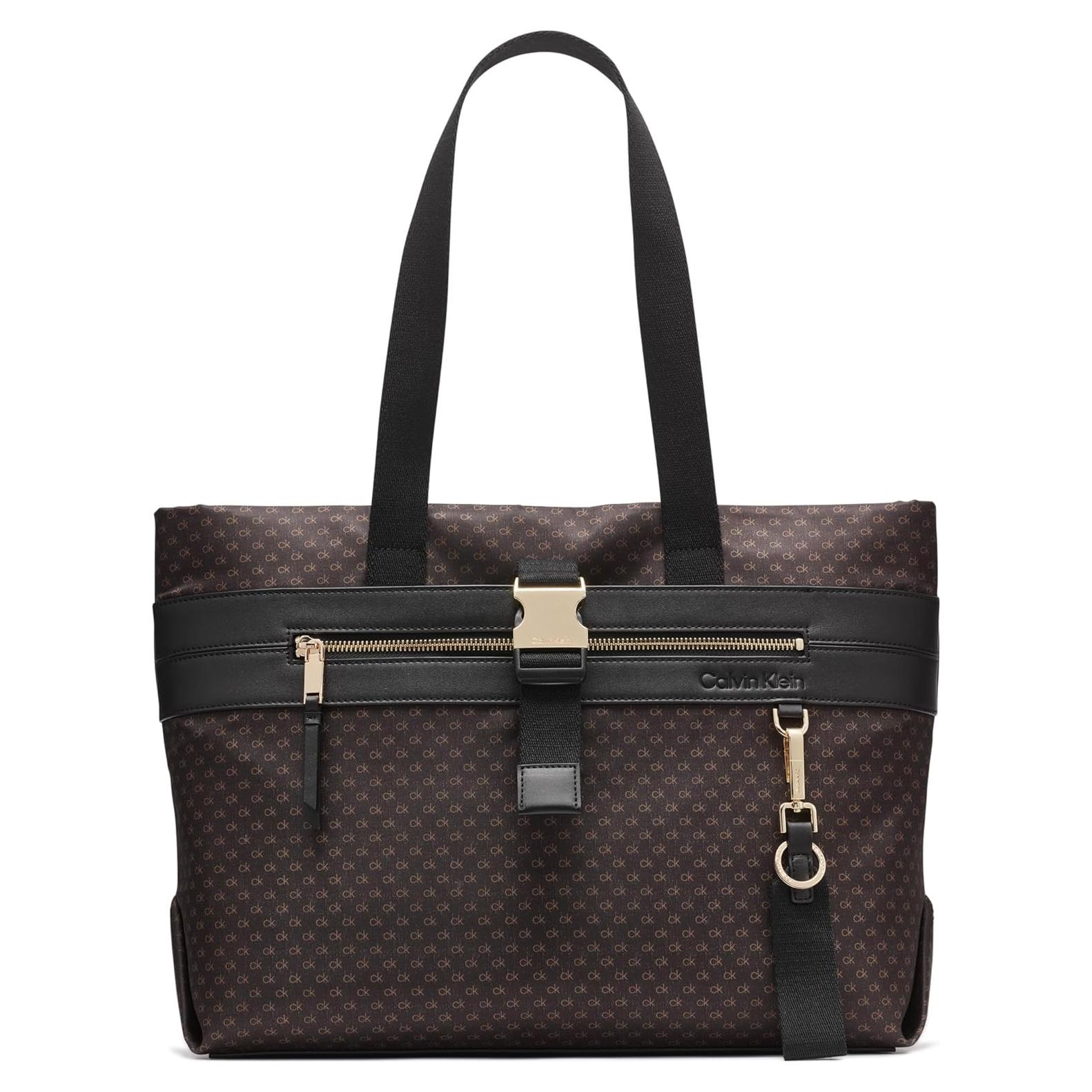 Bolso Tote Organizativo Calvin Klein Elora - Nylon Marrón/Negro