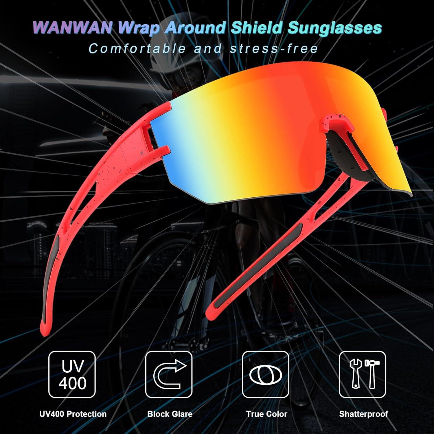 Gafas de Ciclismo WANWAN UV400 Espejadas Adulto Unisex