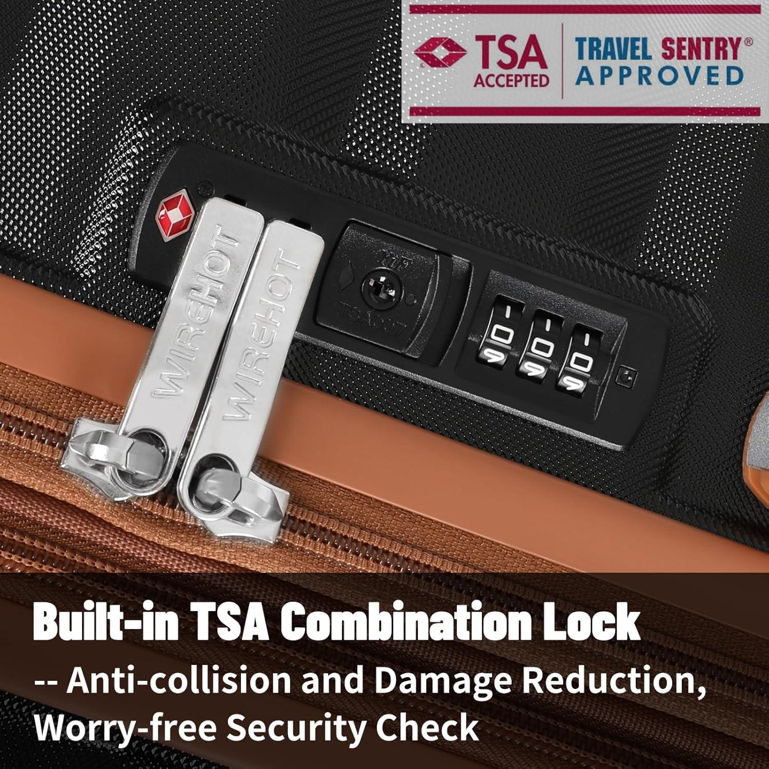 Juego de Equipaje 5 Piezas ABS+PC con Candado TSA Negro Marrón