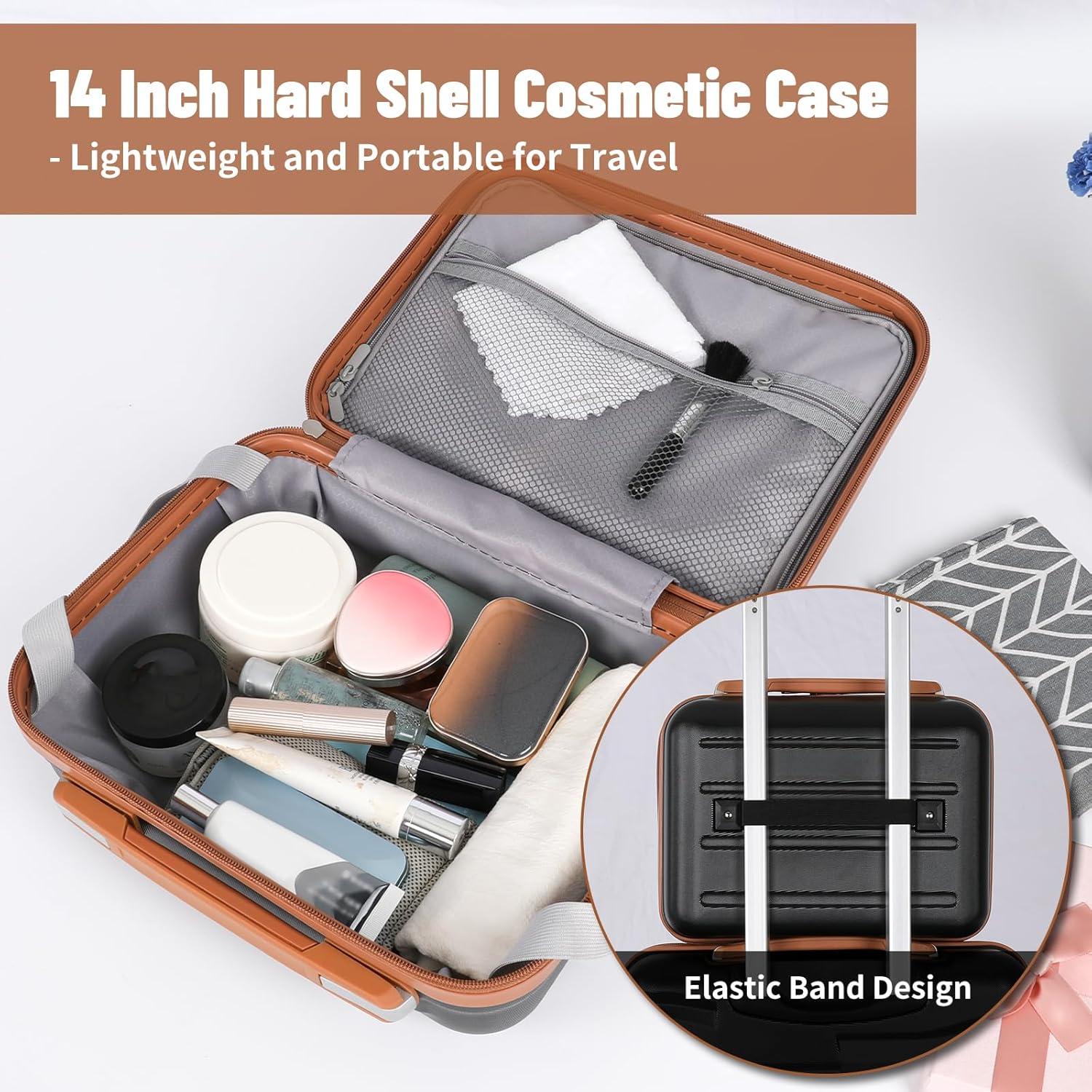 Juego de Equipaje 5 Piezas ABS+PC con Candado TSA Negro Marrón