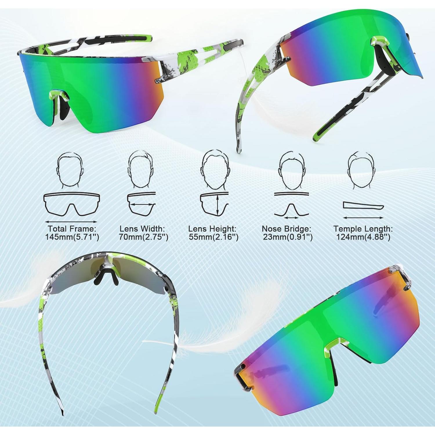 Gafas de Ciclismo WANWAN UV400 Lentes Espejados Verde