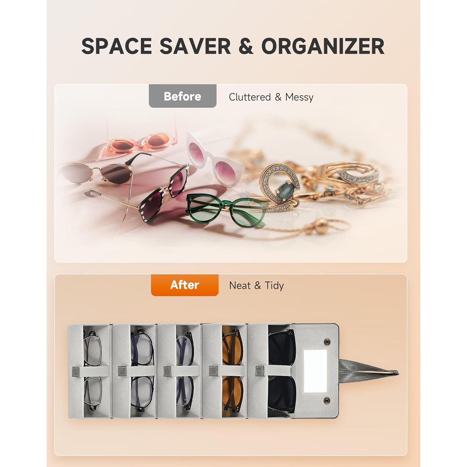 Organizador de Gafas de Sol CO-Z Plegable 5 Ranuras Gris