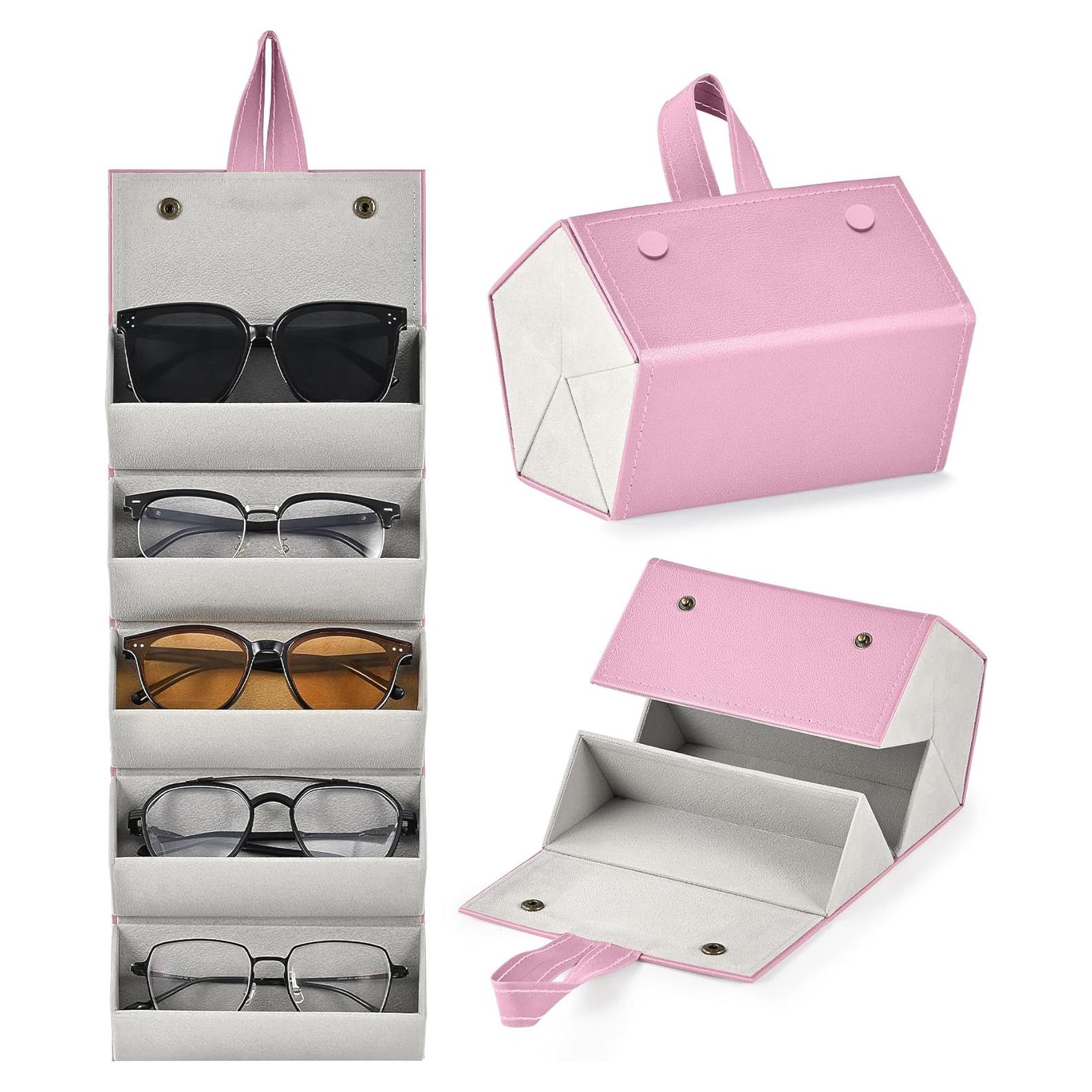 Organizador de Gafas CO-Z Plegable 5 Compartimentos Rosa