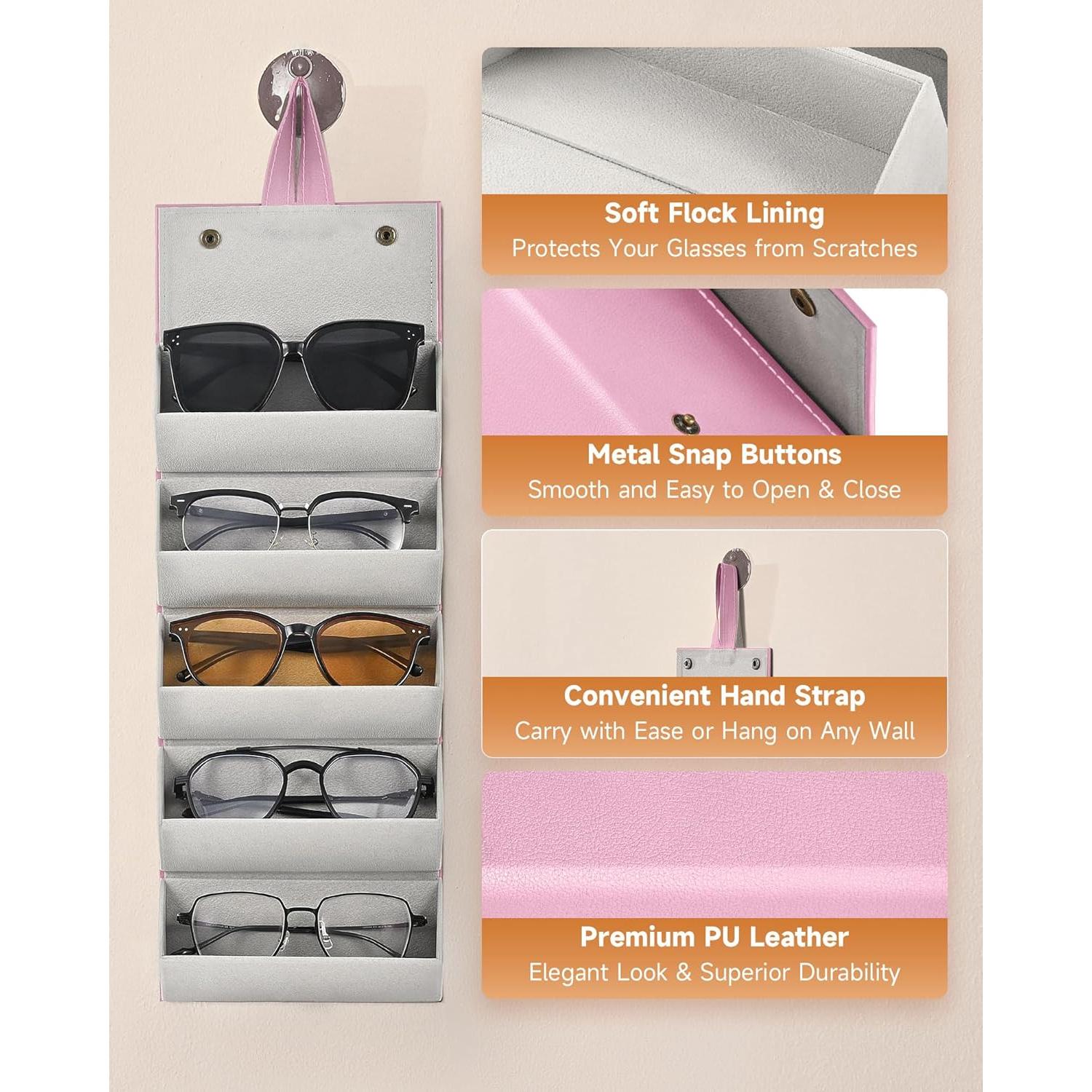 Organizador de Gafas CO-Z Plegable 5 Compartimentos Rosa