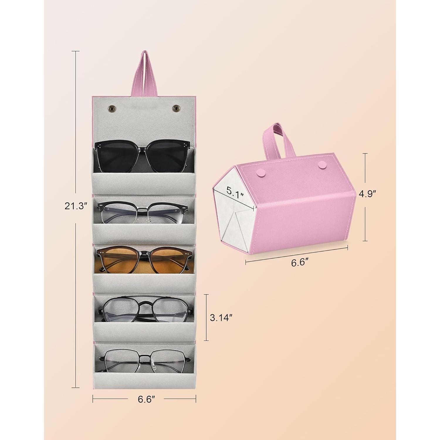 Organizador de Gafas CO-Z Plegable 5 Compartimentos Rosa