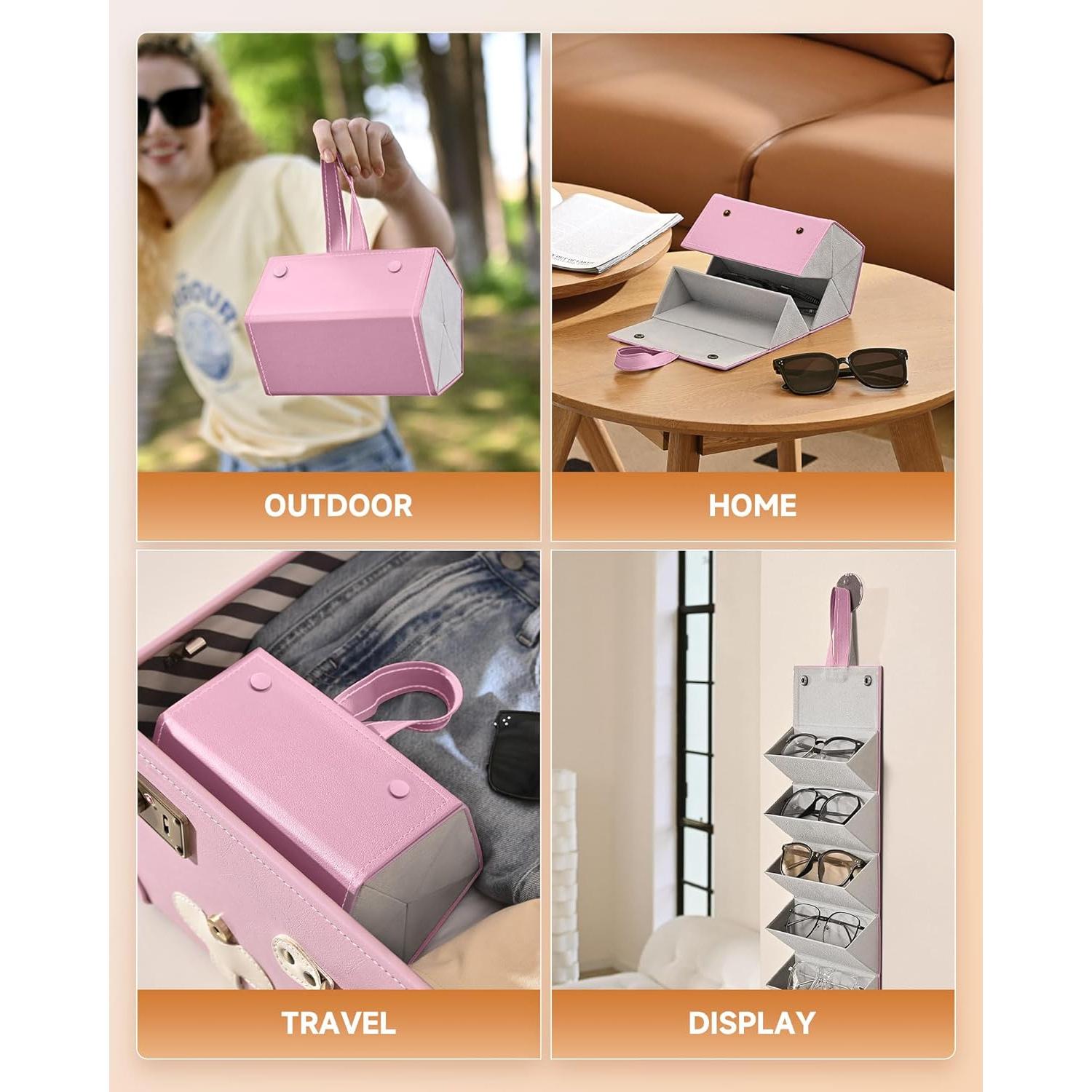 Organizador de Gafas CO-Z Plegable 5 Compartimentos Rosa